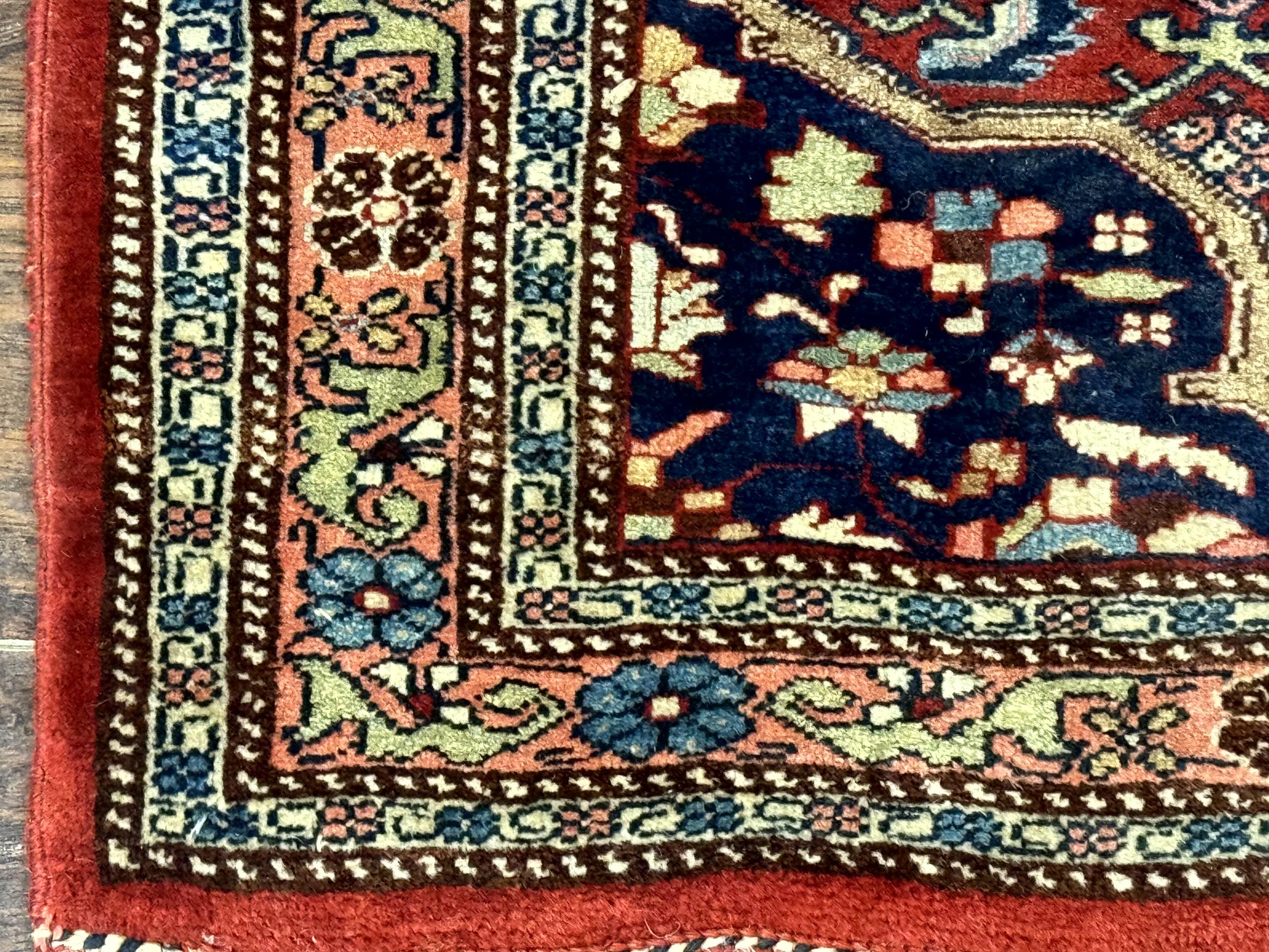 Persian Bidjar Rug 2.7 x 4, Red and Navy Blue, Small Persian Area Rug, Semi Antique - Jewel Rugs