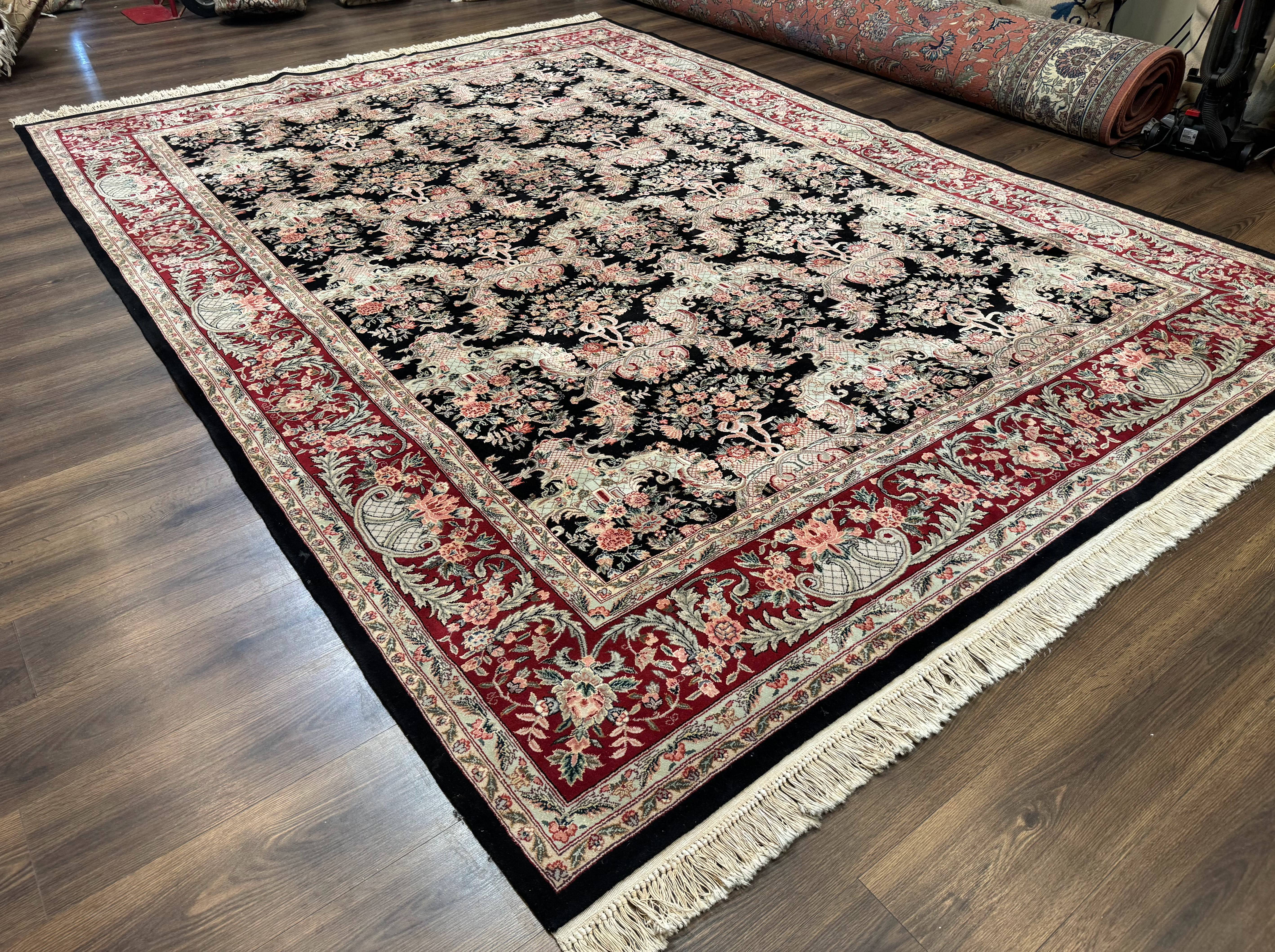 Sino Persian Rug 9x12, Black, Floral Bouquets - Jewel Rugs