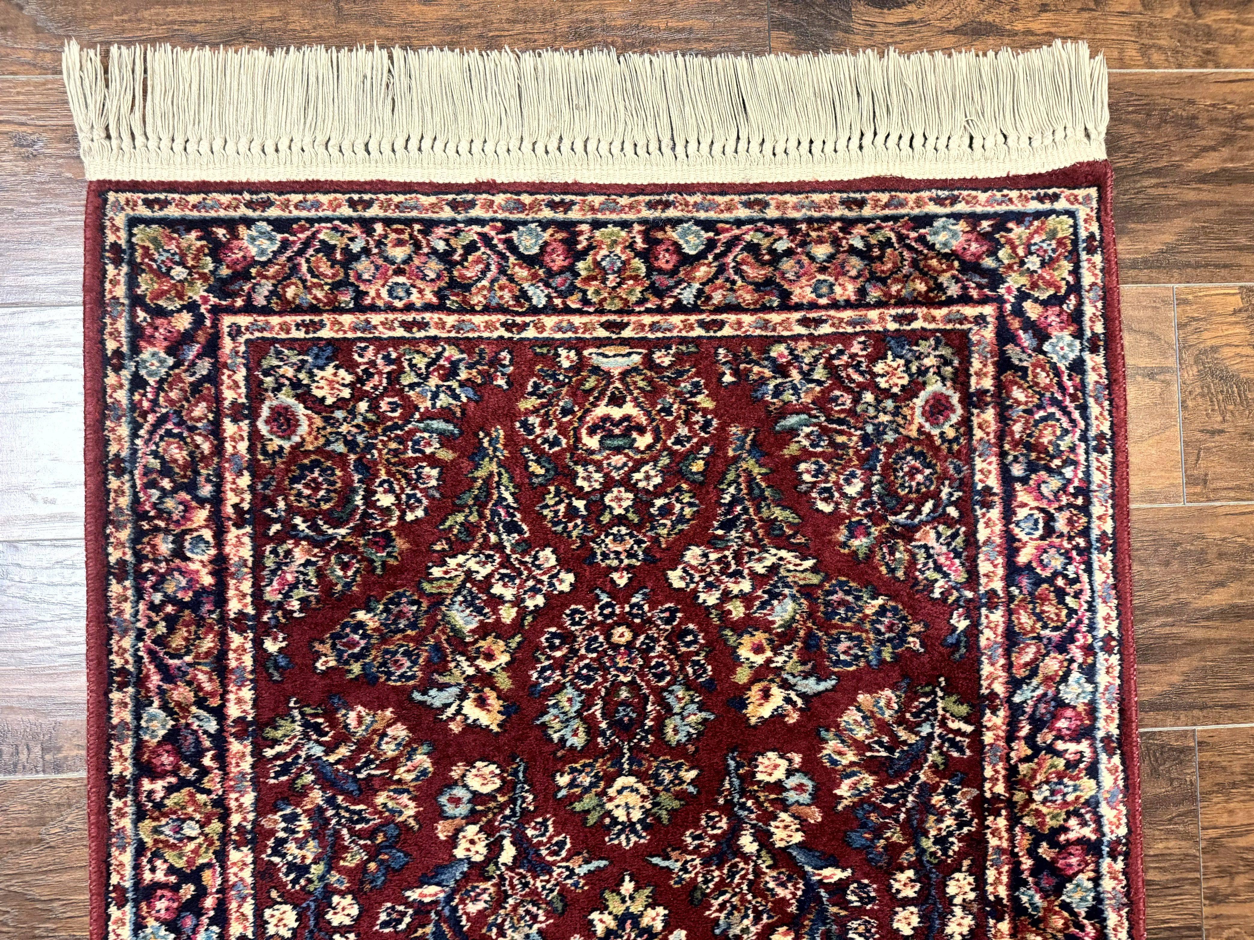 Karastan Runner Rug 3x12 Red Sarouk #785, Original 700 Series, 2.10 x 12 ft Runner, Wool Karastan Runner Rug, Rare - Jewel Rugs