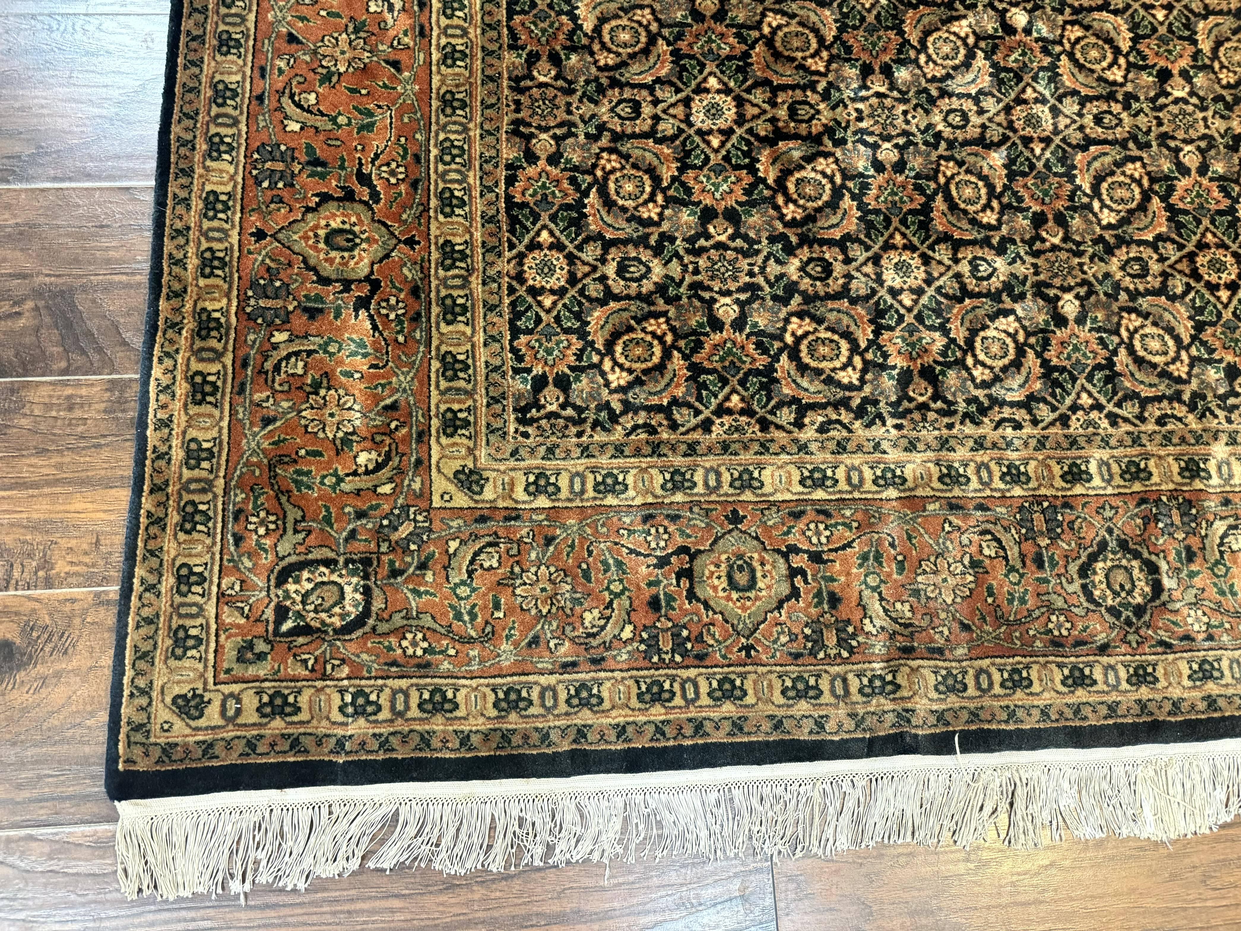 Indo Persian Rug 6x9, Navy Blue and Red, Vintage Handmade Wool Traditional Carpet - Jewel Rugs