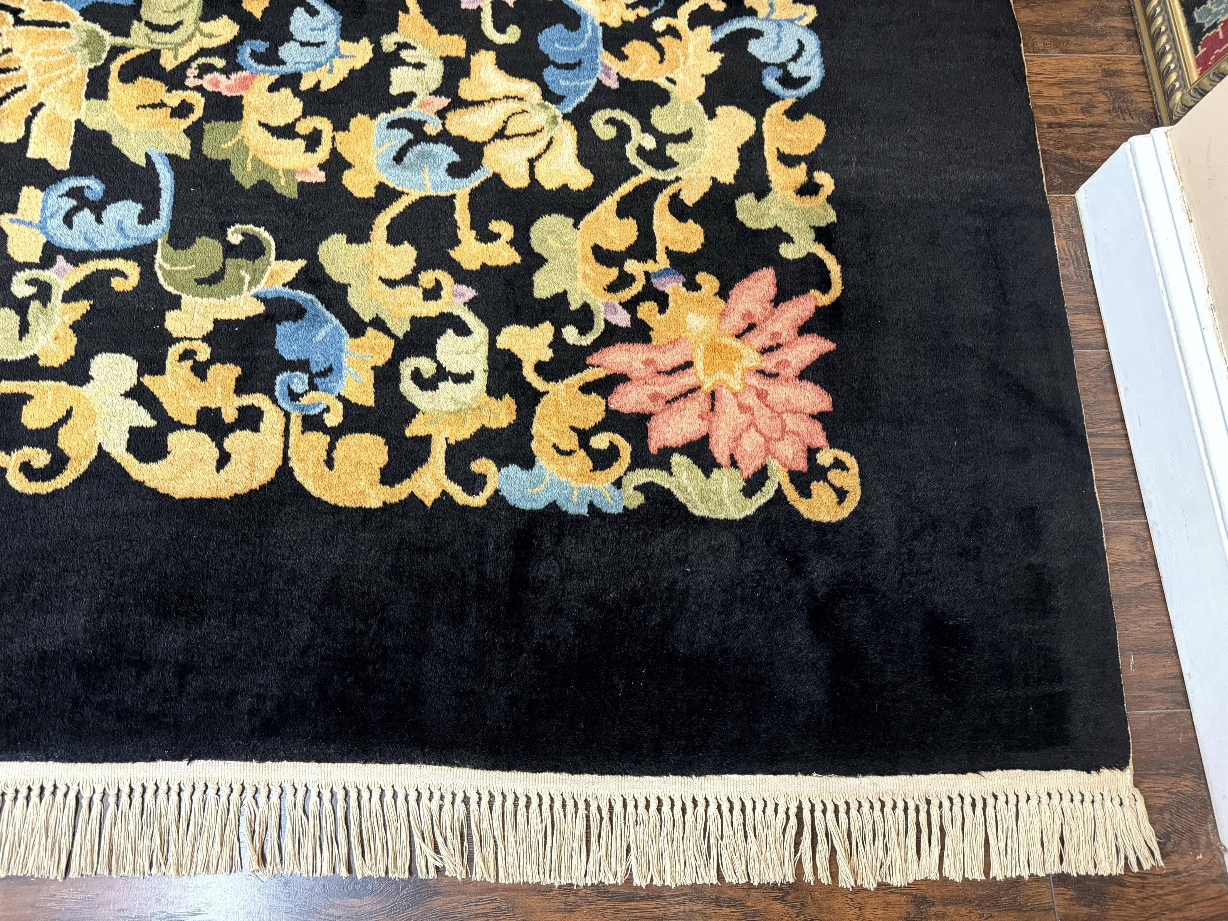 Antique Chinese Peking Rug 12.6 x 14.9, Palace Size Asian Oriental Carpet, Art Deco Rug, Rare - Jewel Rugs