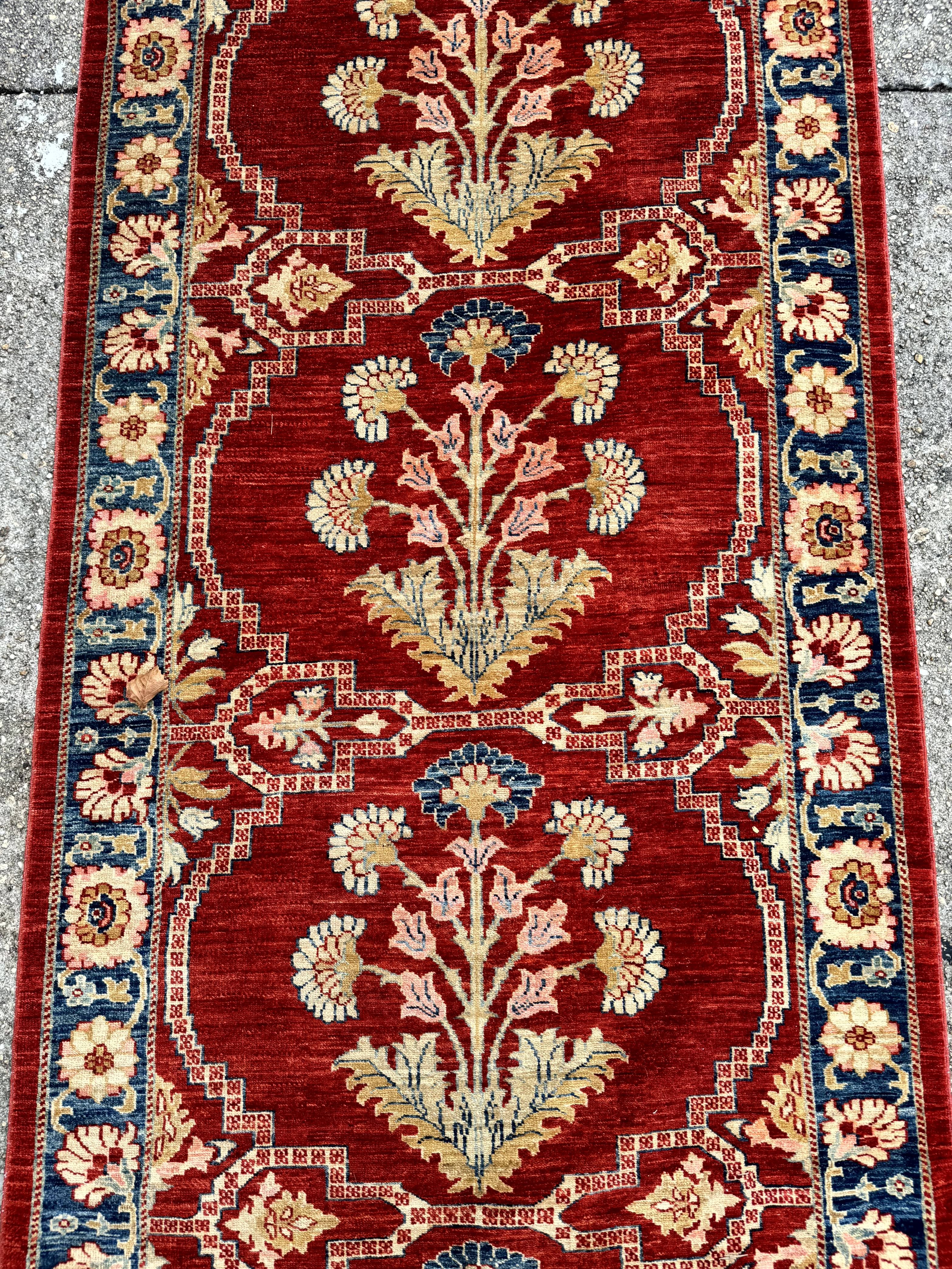 Rare Extra Long Runner Rug 3.7 x 39 ft, Handmade, Wool, Egyptian, Red, Floral, Custom Size - Jewel Rugs