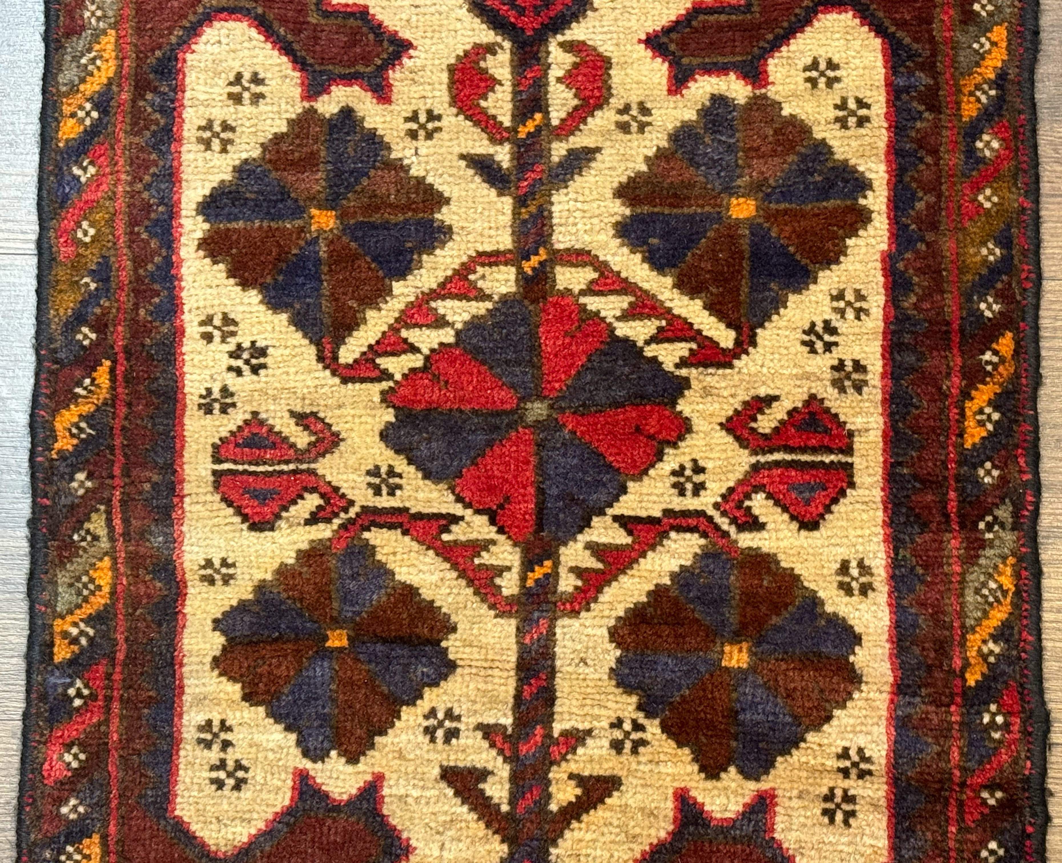 Small Persian Baluchi Tribal Rug, Tan, Handmade - Jewel Rugs