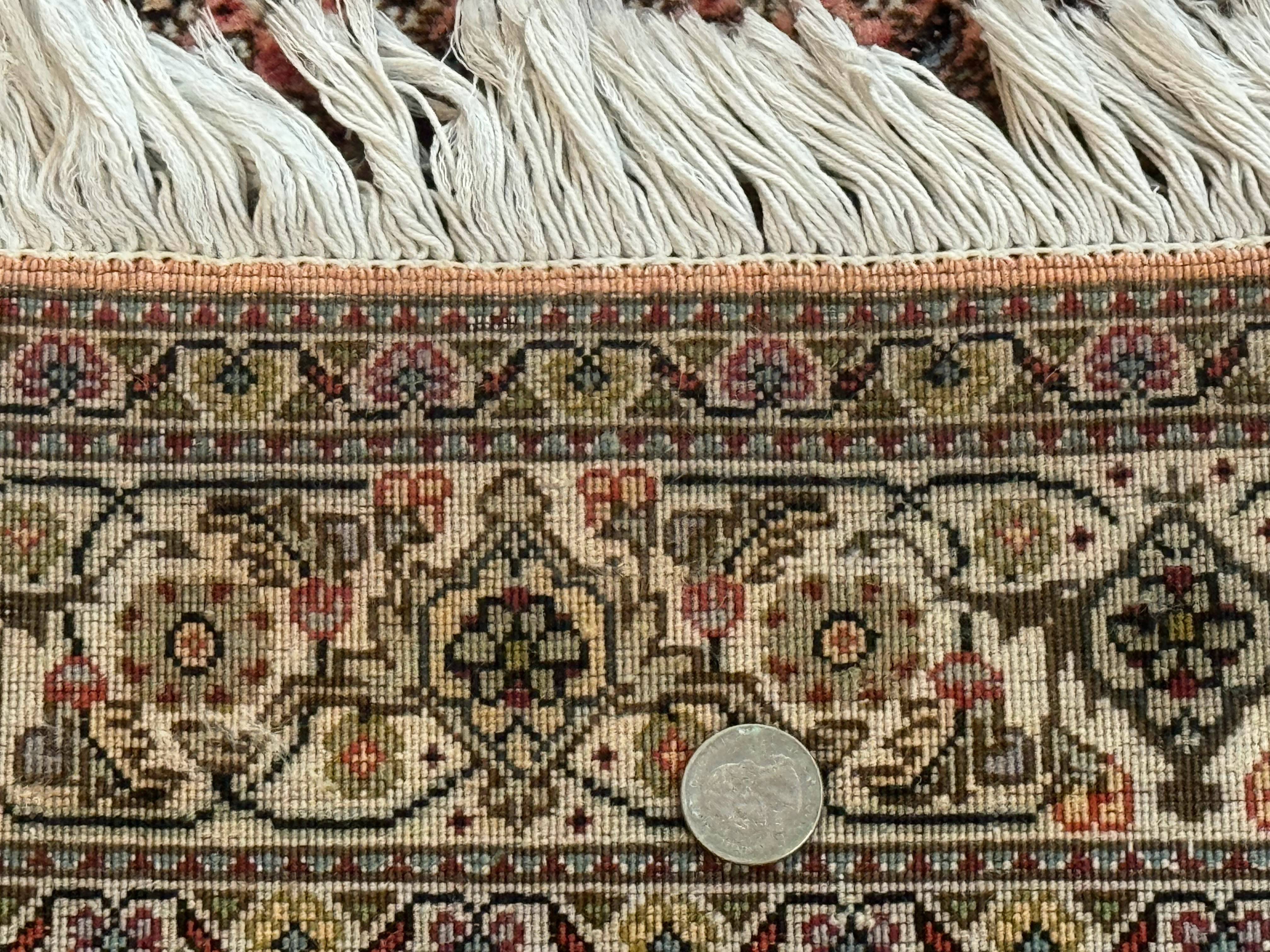 Persian Tabriz Runner Rug for Hallway Herati 320 KPSI Salmon Ivory 2.8 x 11.7 - Jewel Rugs