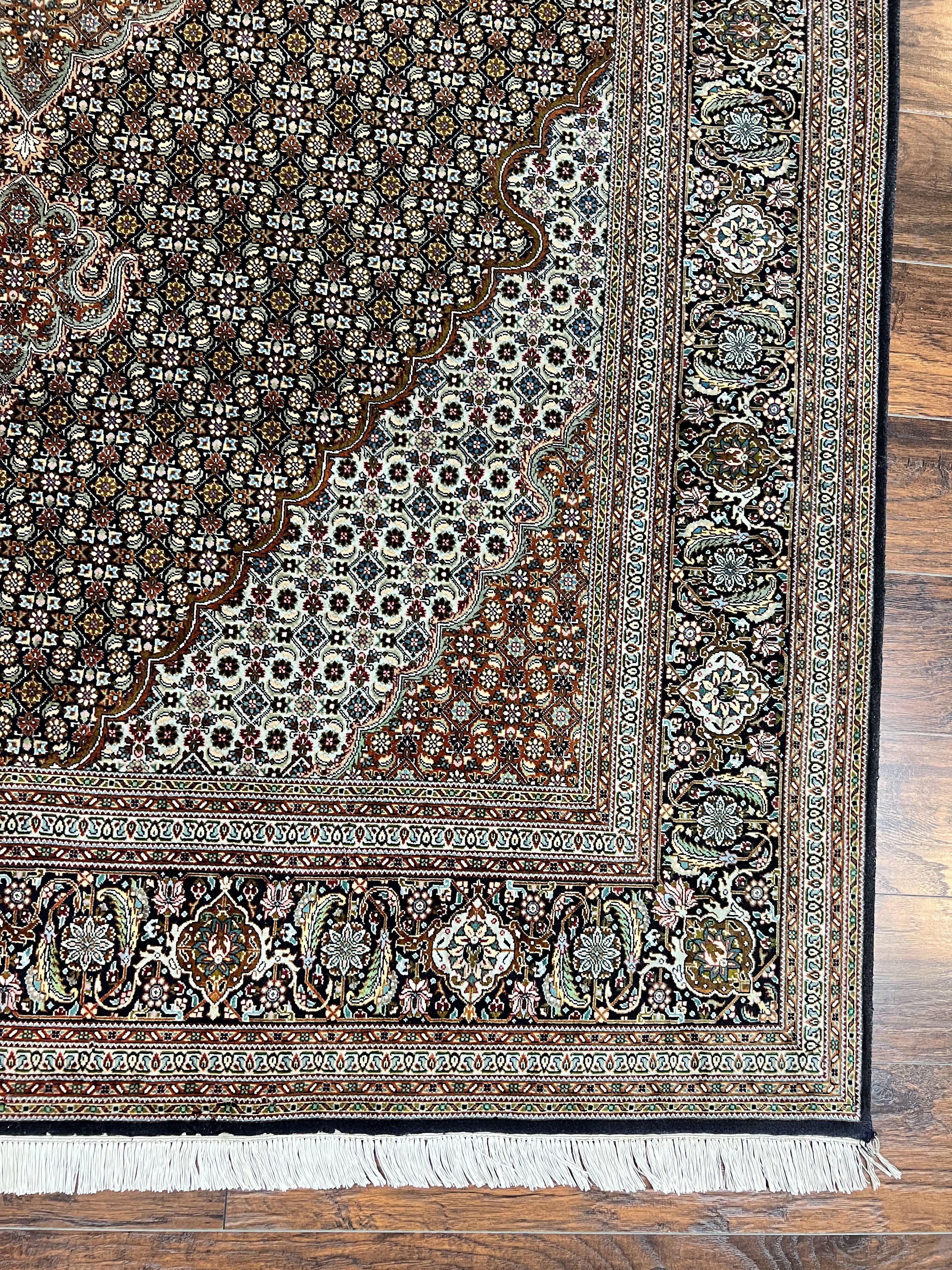 Wonderful Persian Tabriz Rug 7x10 ft, Very Fine 50 Raj 350 KPSI Oriental Carpet, Herati Mahi Pattern, Authentic Hand Knotted Handmade Wool Vintage - Jewel Rugs