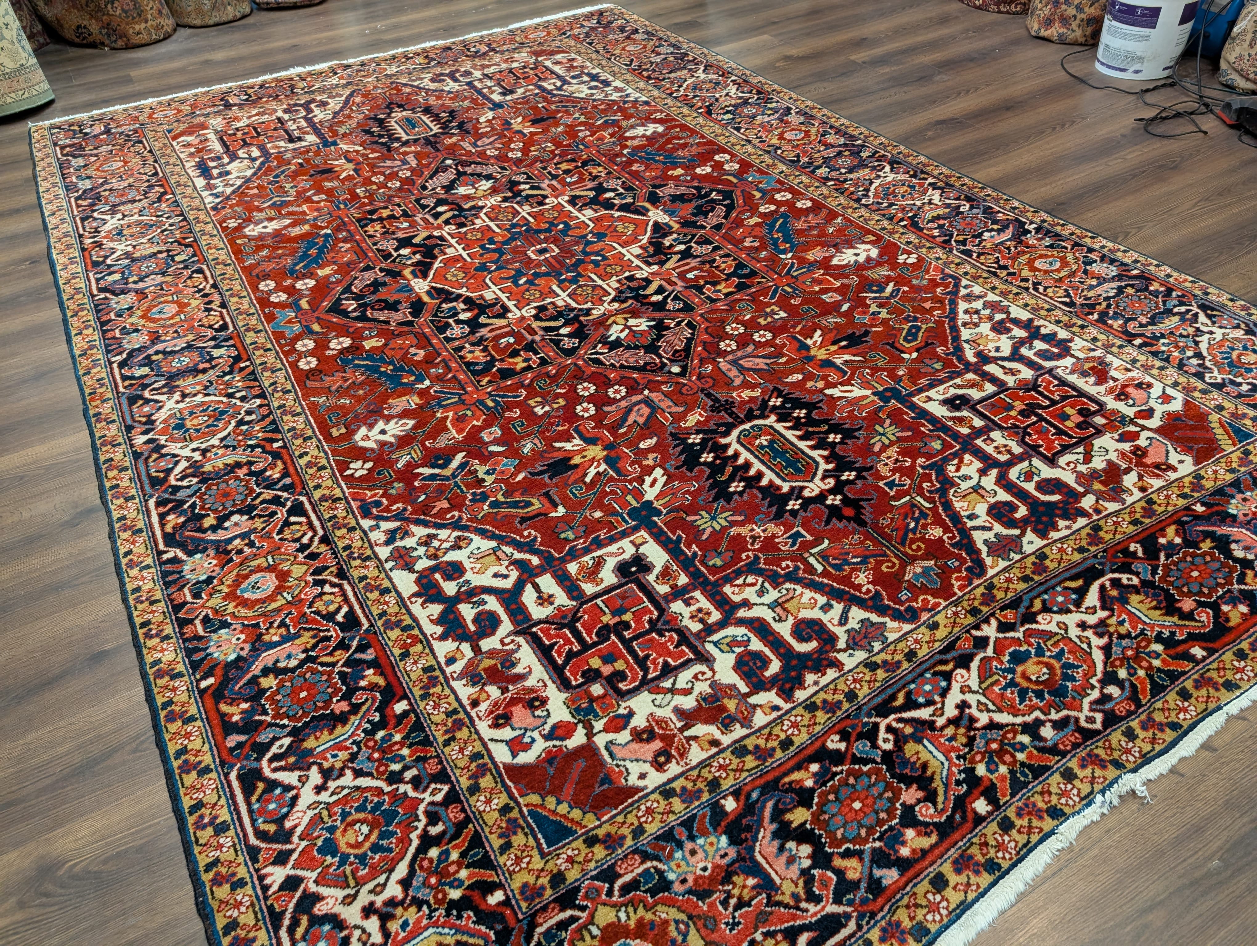 Persian Heriz Rug 8x12, Hand-Knotted Wool Carpet - Jewel Rugs