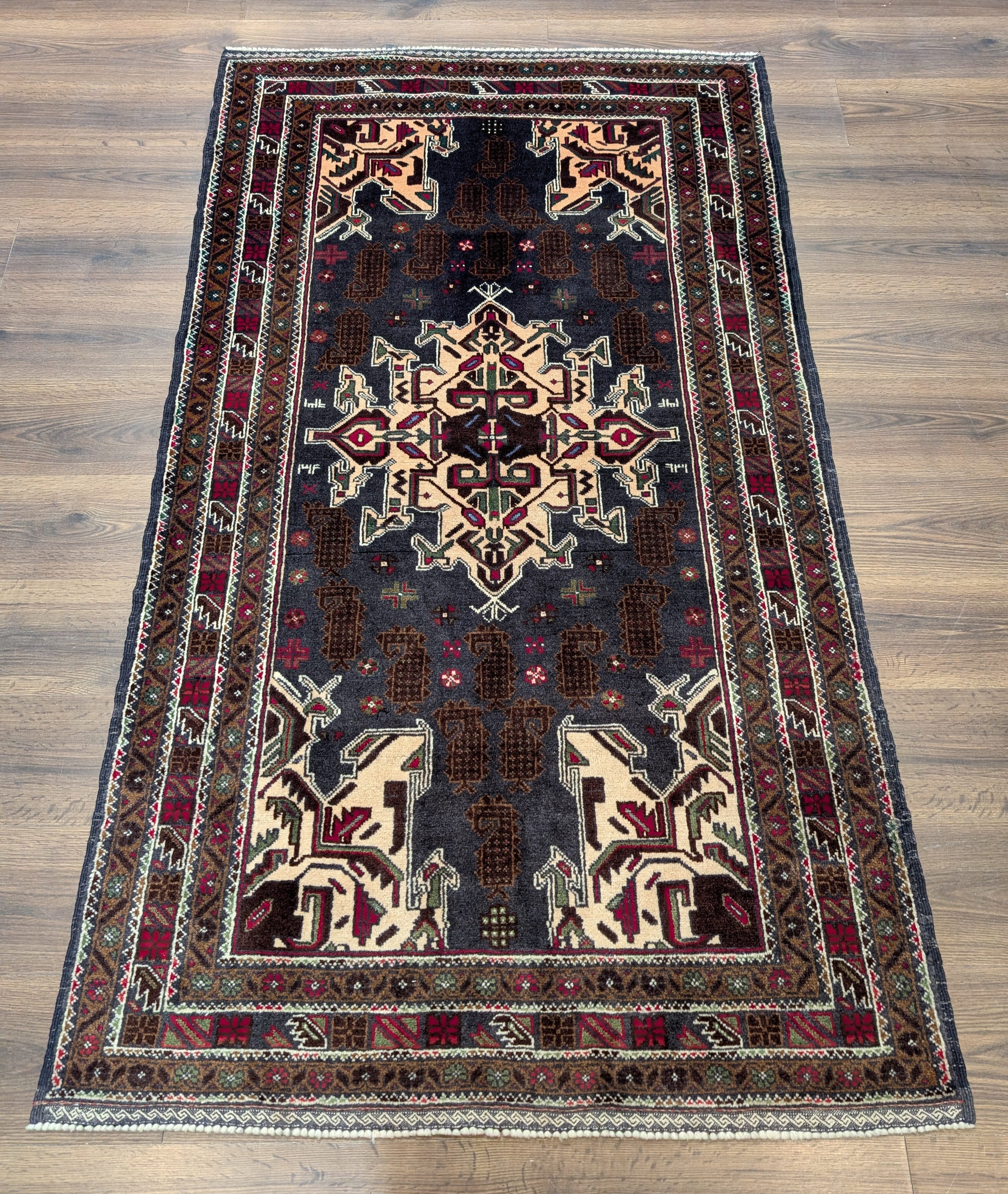 Afghan Baluch Rug 3.9 x 6.6, Tribal Handmade Wool Carpet - Jewel Rugs