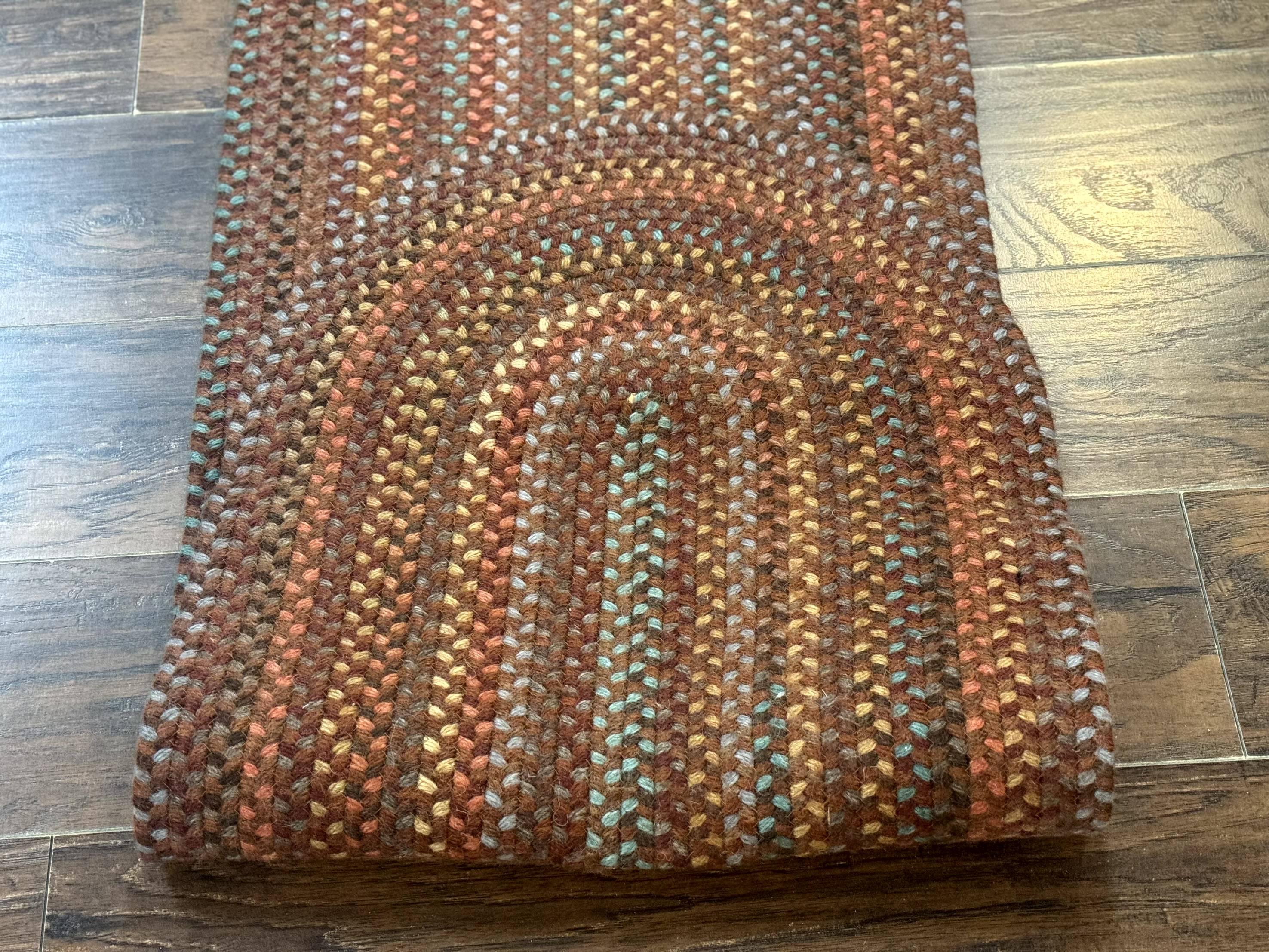 American Braided Runner Rug 2 x 9, Multicolor Vintage Hand Braided Runner 2x9 ft, Oval Braided Runner, Rare Size - Jewel Rugs