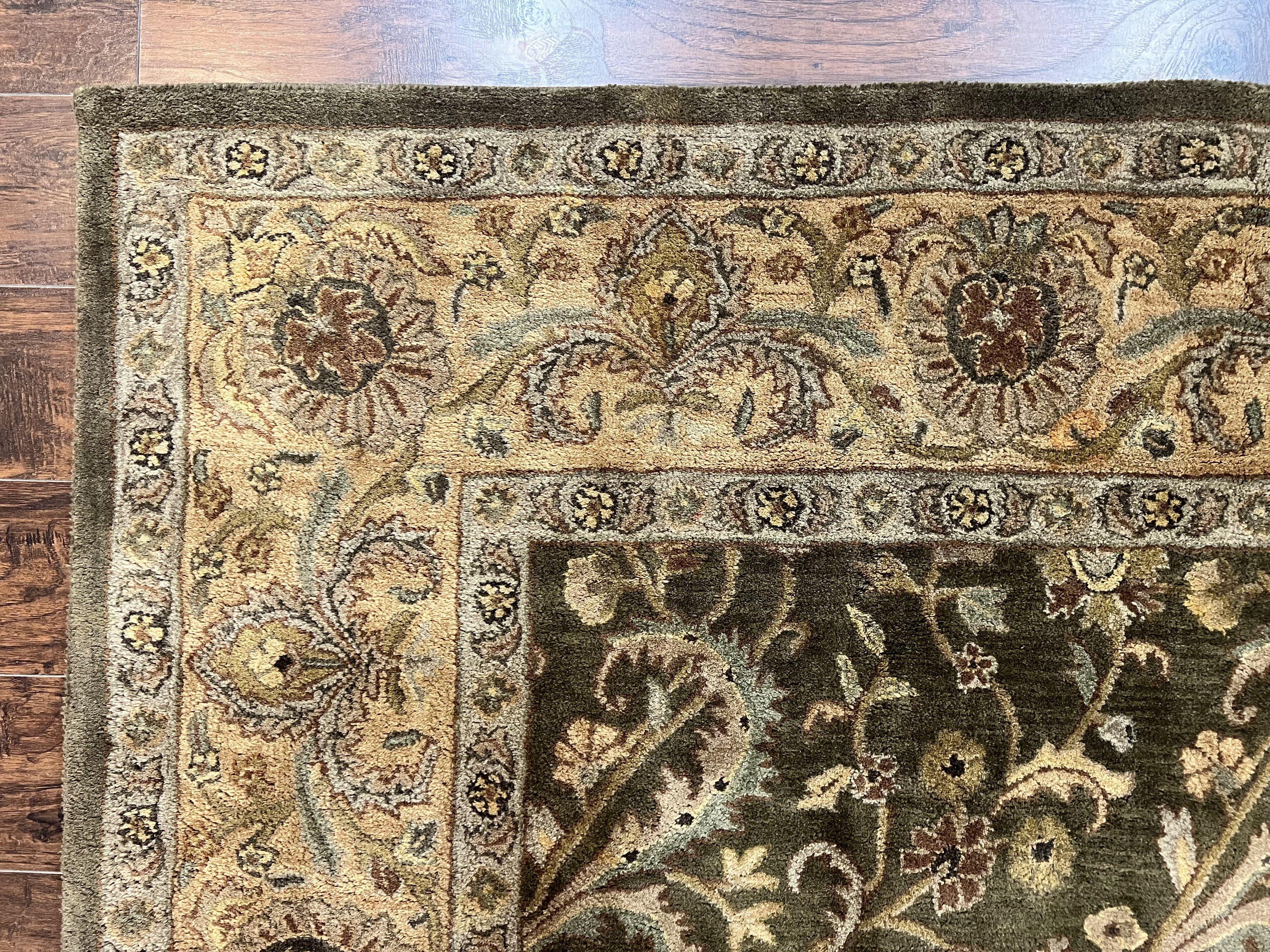 Pottery Barn Rug 8x10, Wool Hand Tufted Vintage Indian Carpet, Room Sized Wool Pile Floral Rug - Jewel Rugs