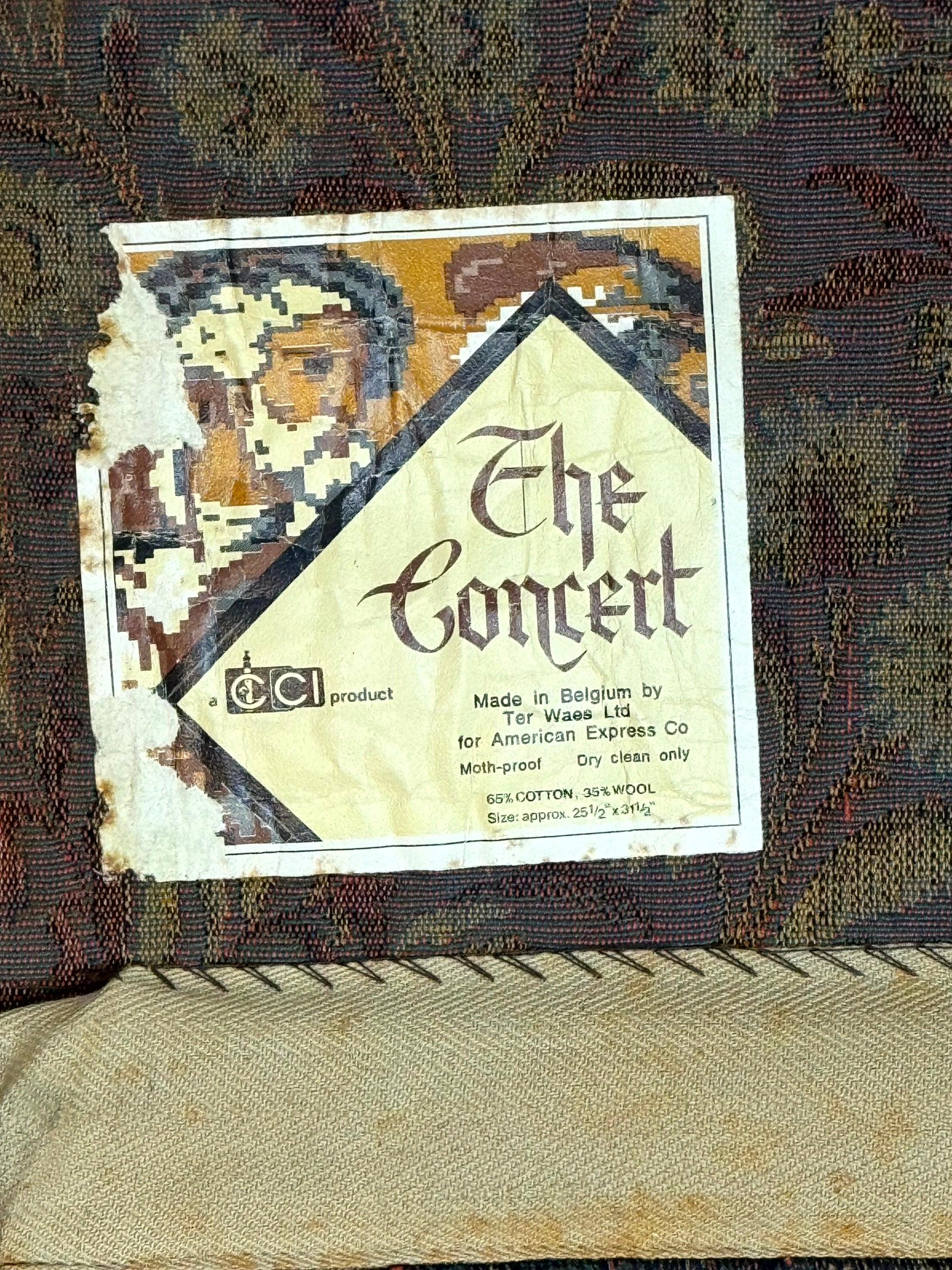 Vintage Belgium Tapestry 2x3 with Red, European Design, Flemish Tapestry - Jewel Rugs