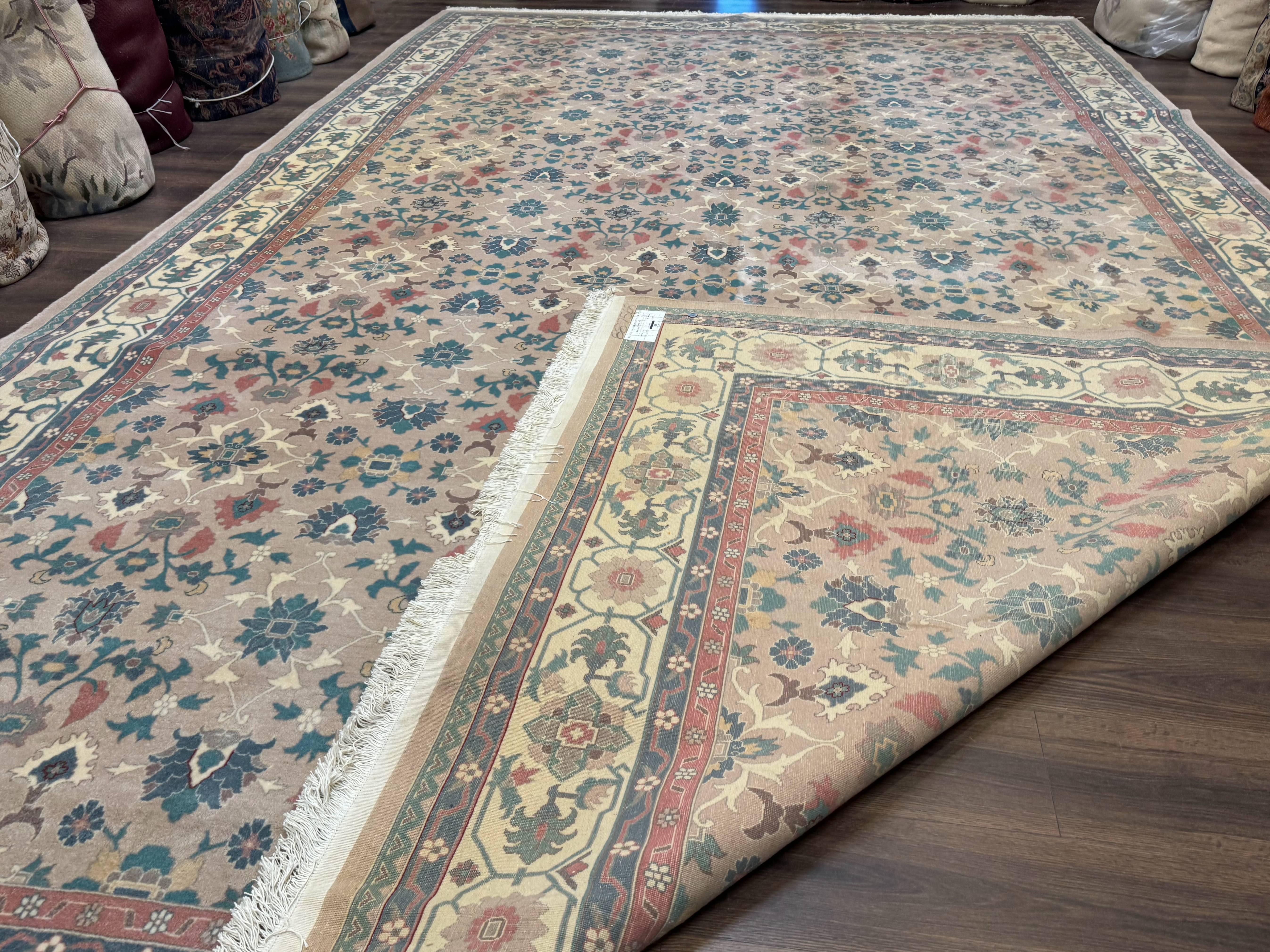 Palace Size Wool Rug 10x18, Sino Persian Kerman Rug, Oversized Hand Knotted Carpet, Light Taupe, Allover Pattern - Jewel Rugs
