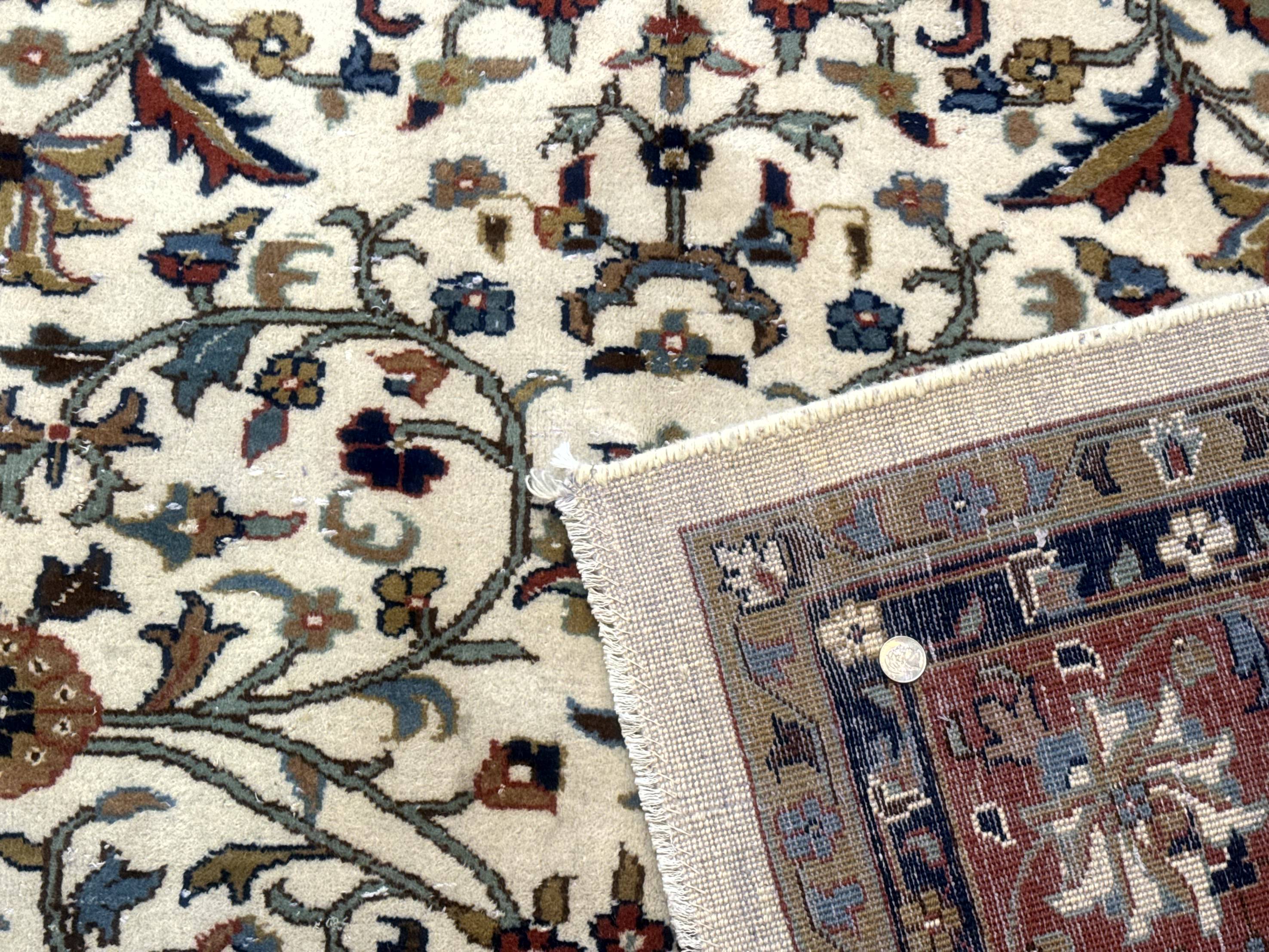 Indo Persian Rug 9x12, Ivory and Red, Traditional Wool Oriental Carpet - Jewel Rugs