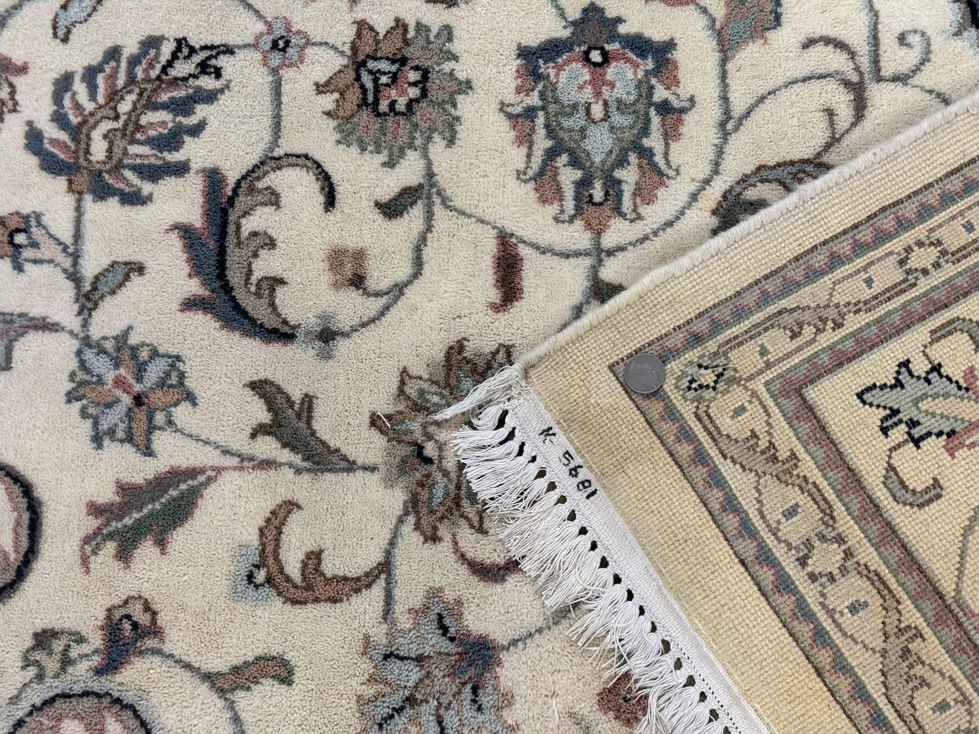 Indo Persian Rug 8x10 – Ivory Wool Floral Allover Oriental Carpet - Jewel Rugs