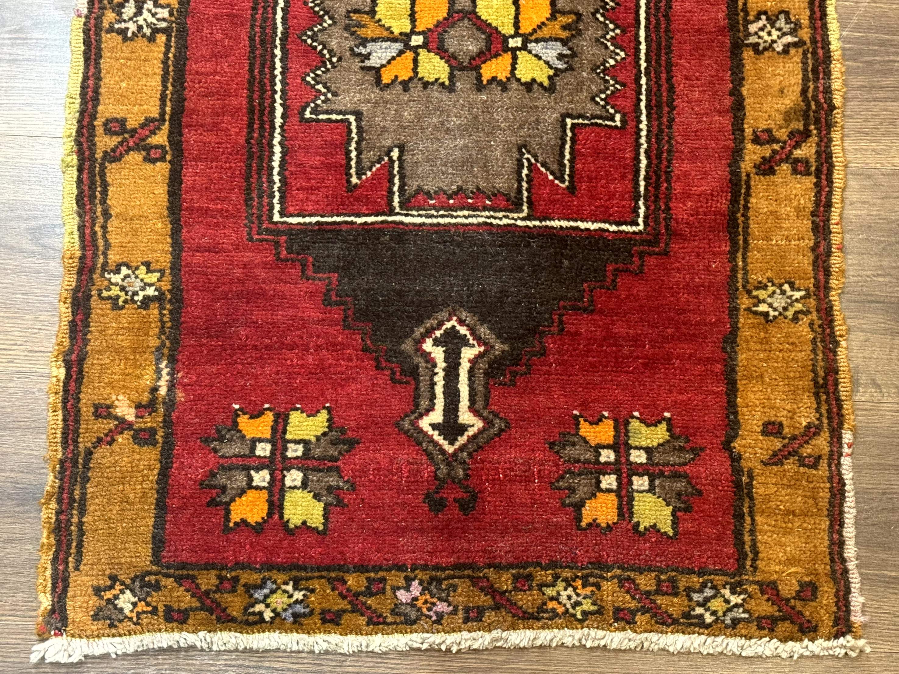 Turkish Yastik Rug 2x3, Geometric Medallion, Small Turkish Wool Rug, Red - Jewel Rugs