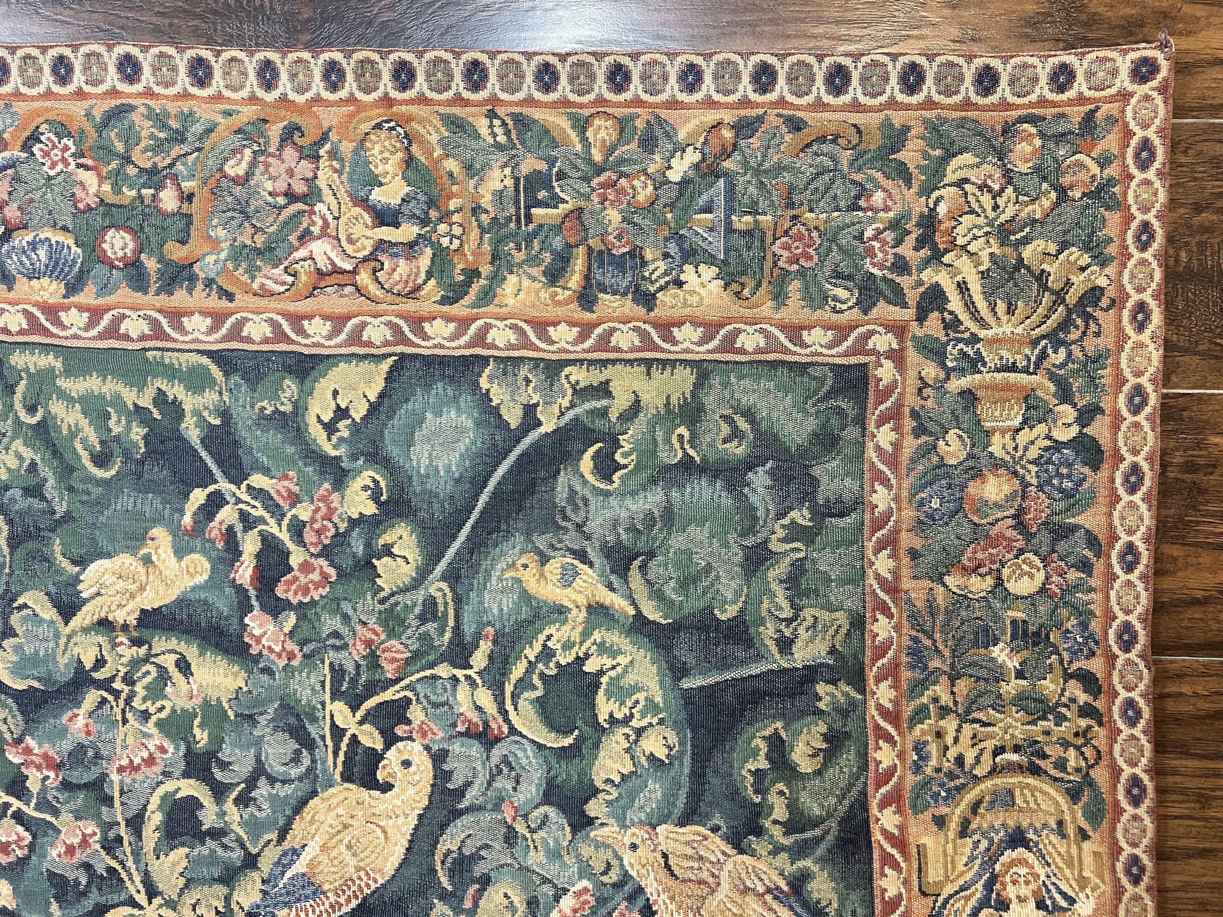 Vintage Tapestry 4x5 ft, Birds & Musicians, Animal Pictorials - Jewel Rugs