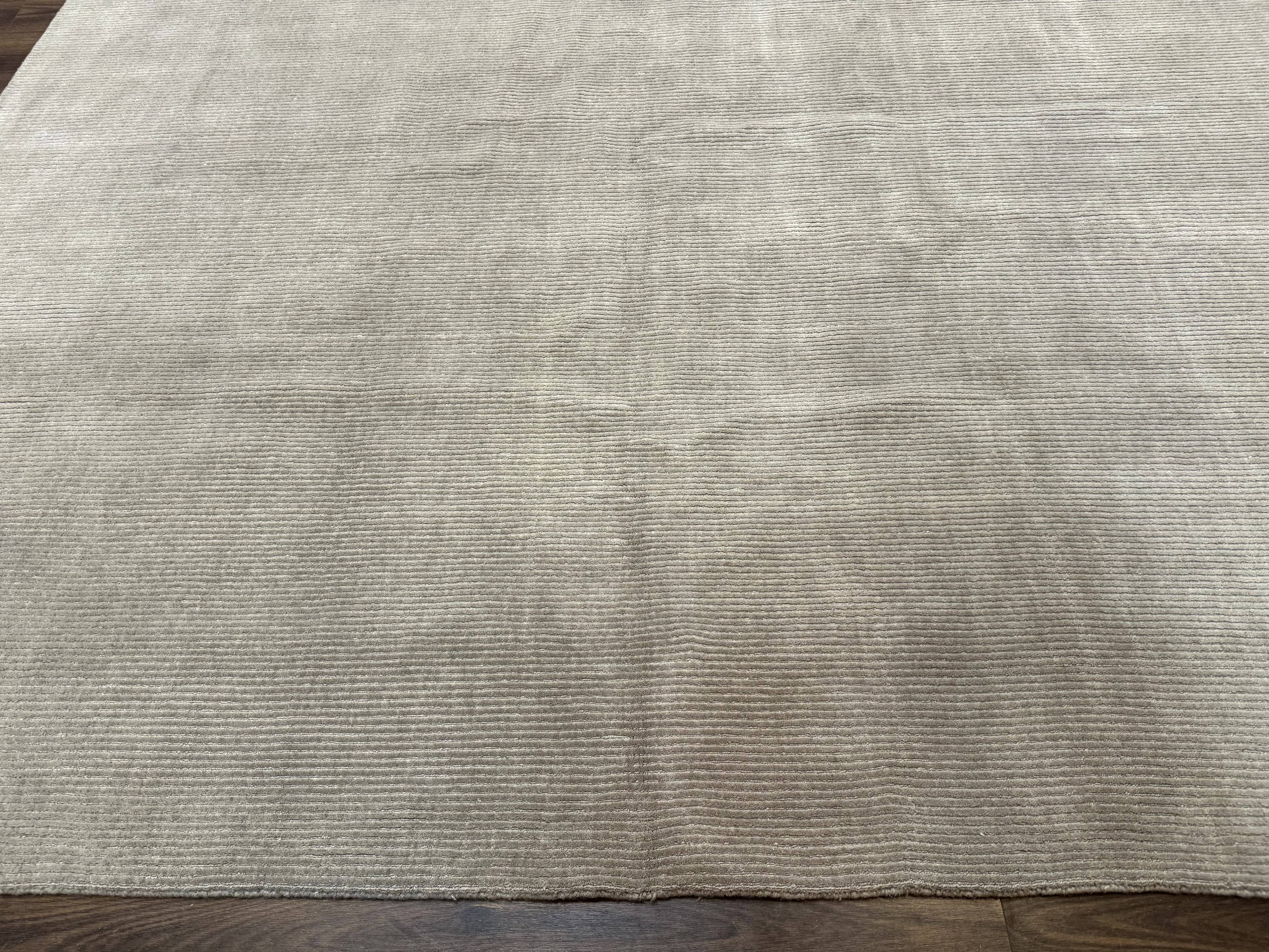 Tibetan Rug 8x10 Taupe Handmade Wool Modern Contemporary Carpet - Jewel Rugs