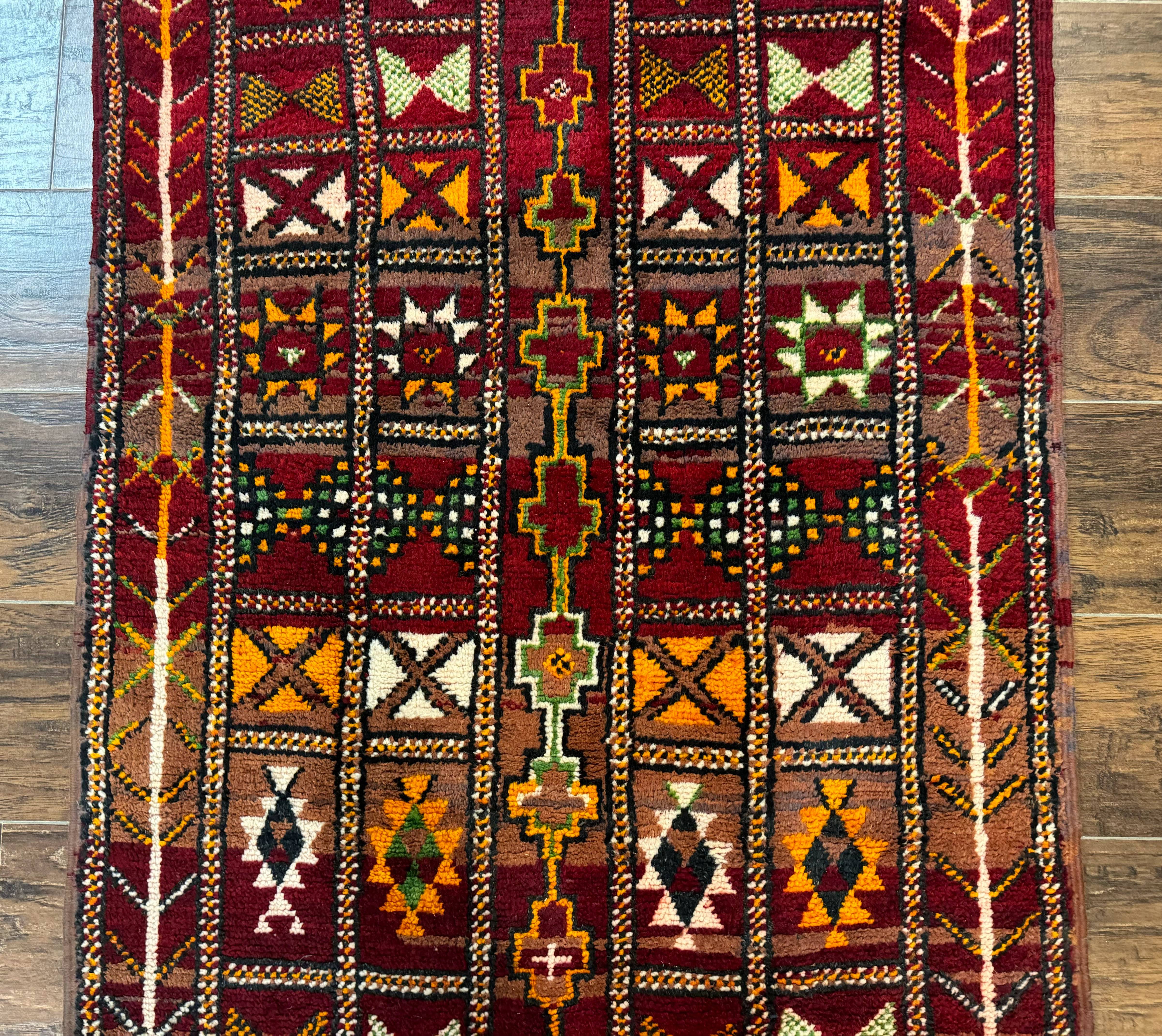 Moroccan Berber Tribal Rug 3x5, Geometric Area Rug, Red Orange Brown - Jewel Rugs