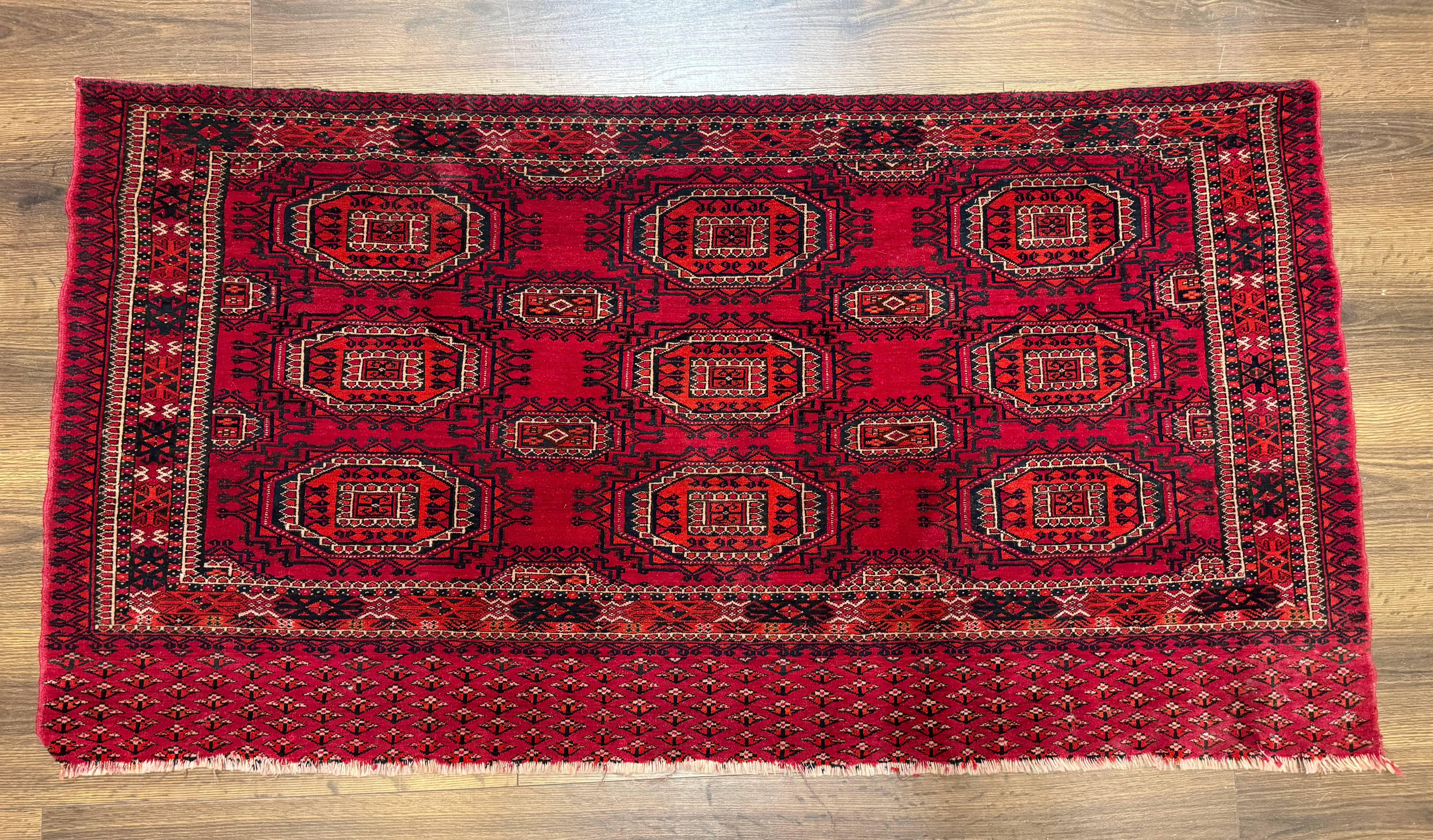 Antique Turkoman Salor Rug, Turkoman Textile, Fine 400 KPSI, Red, Persian Tribal Rug - Jewel Rugs
