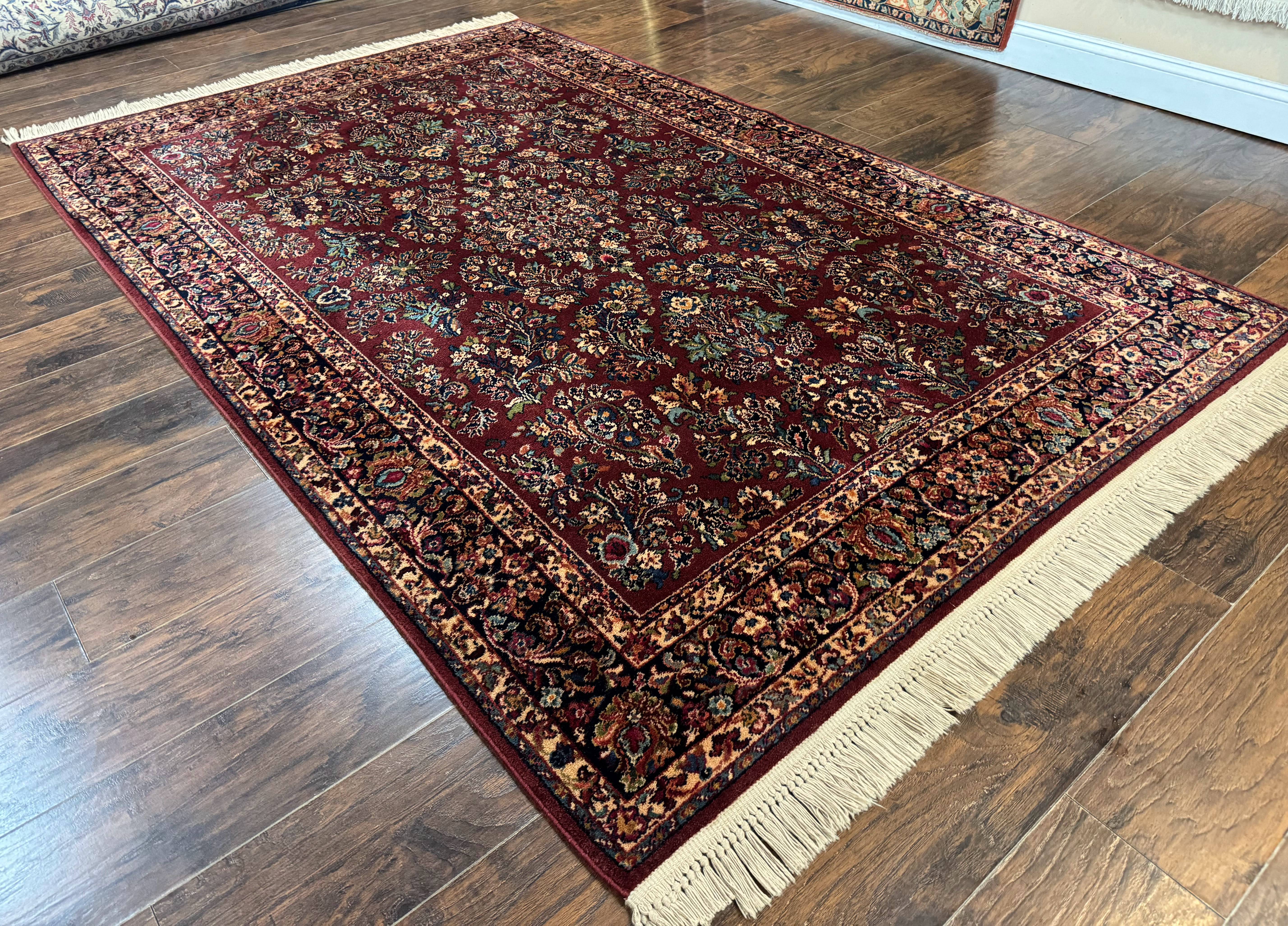 5.9 x 9 Karastan Rug Red Sarouk Rug #785, 100% Wile Pile Carpet, Original 700 Series, Vintage - Jewel Rugs
