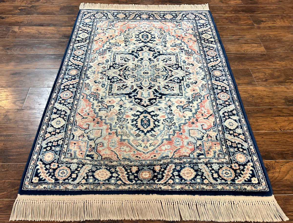 Karastan Blue Heriz Rug 748, Vintage Wool Karastan Carpet 4.3 x 6, Di
