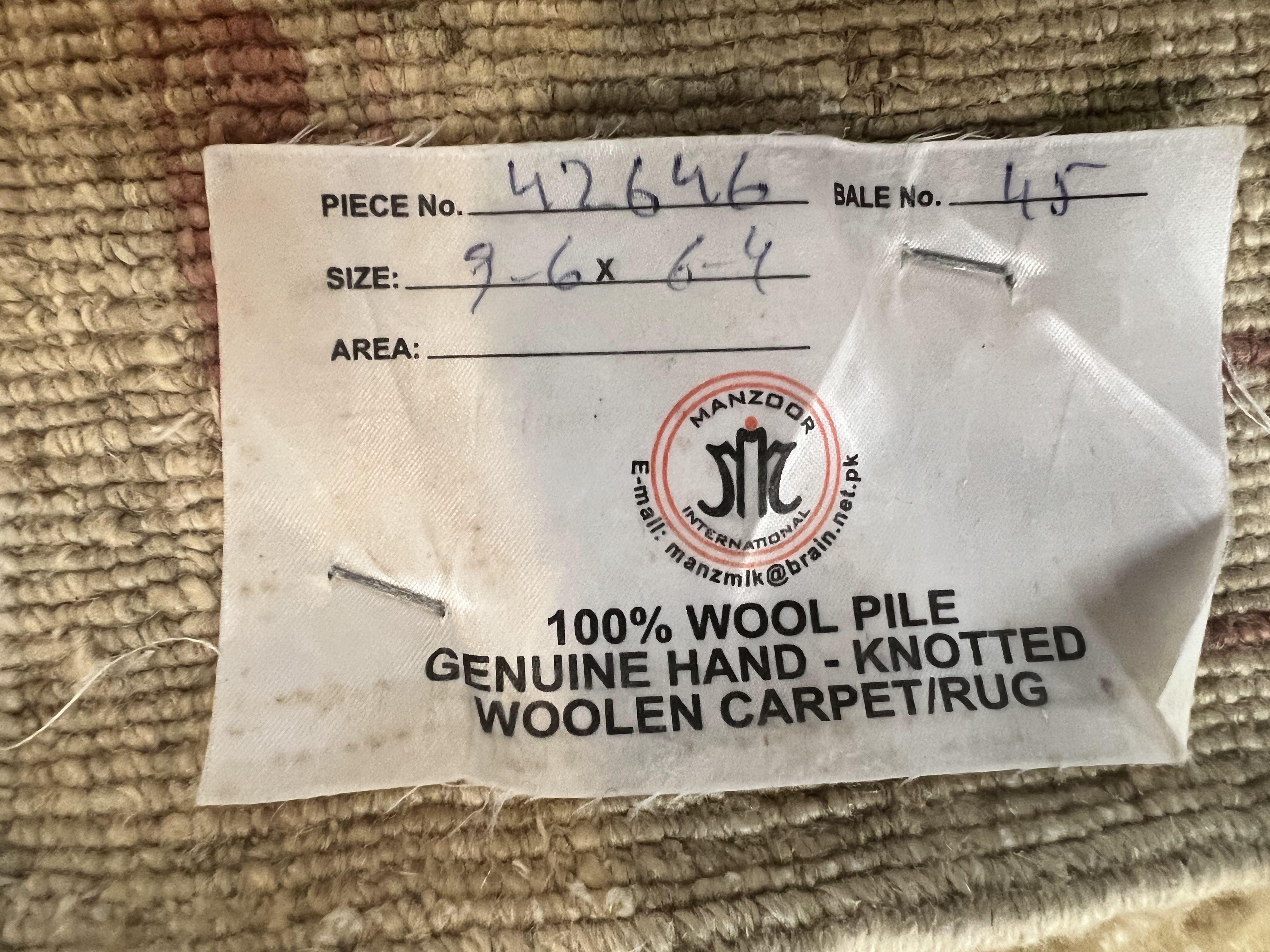 Pakistani Oushak Rug 6 x 9.6, Handmade Wool Peshawar Carpet, Farmhouse Rug - Jewel Rugs