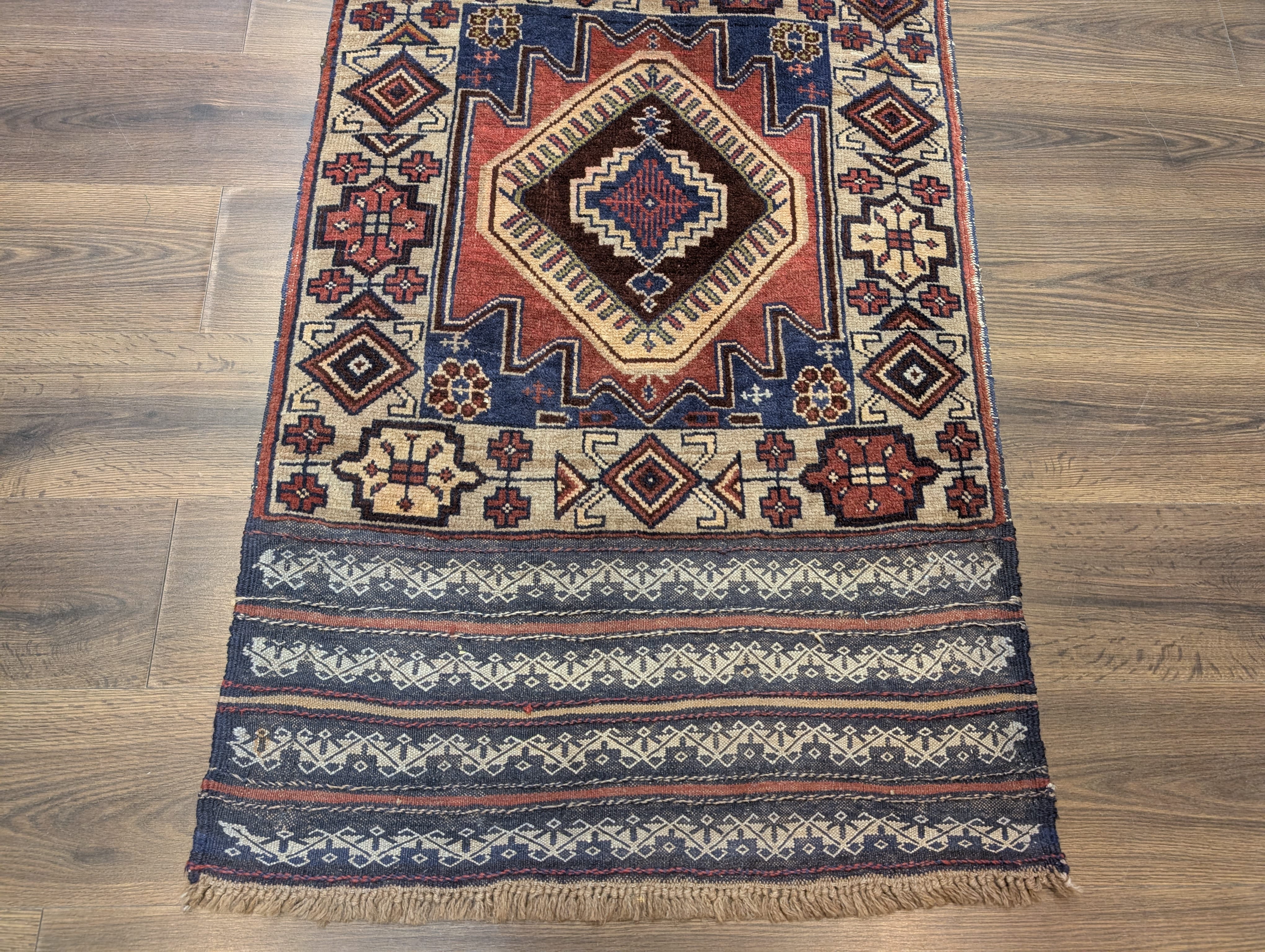 Persian Baluch Rug 3x5, Tribal Wool Rug, Geometric Medallion - Jewel Rugs