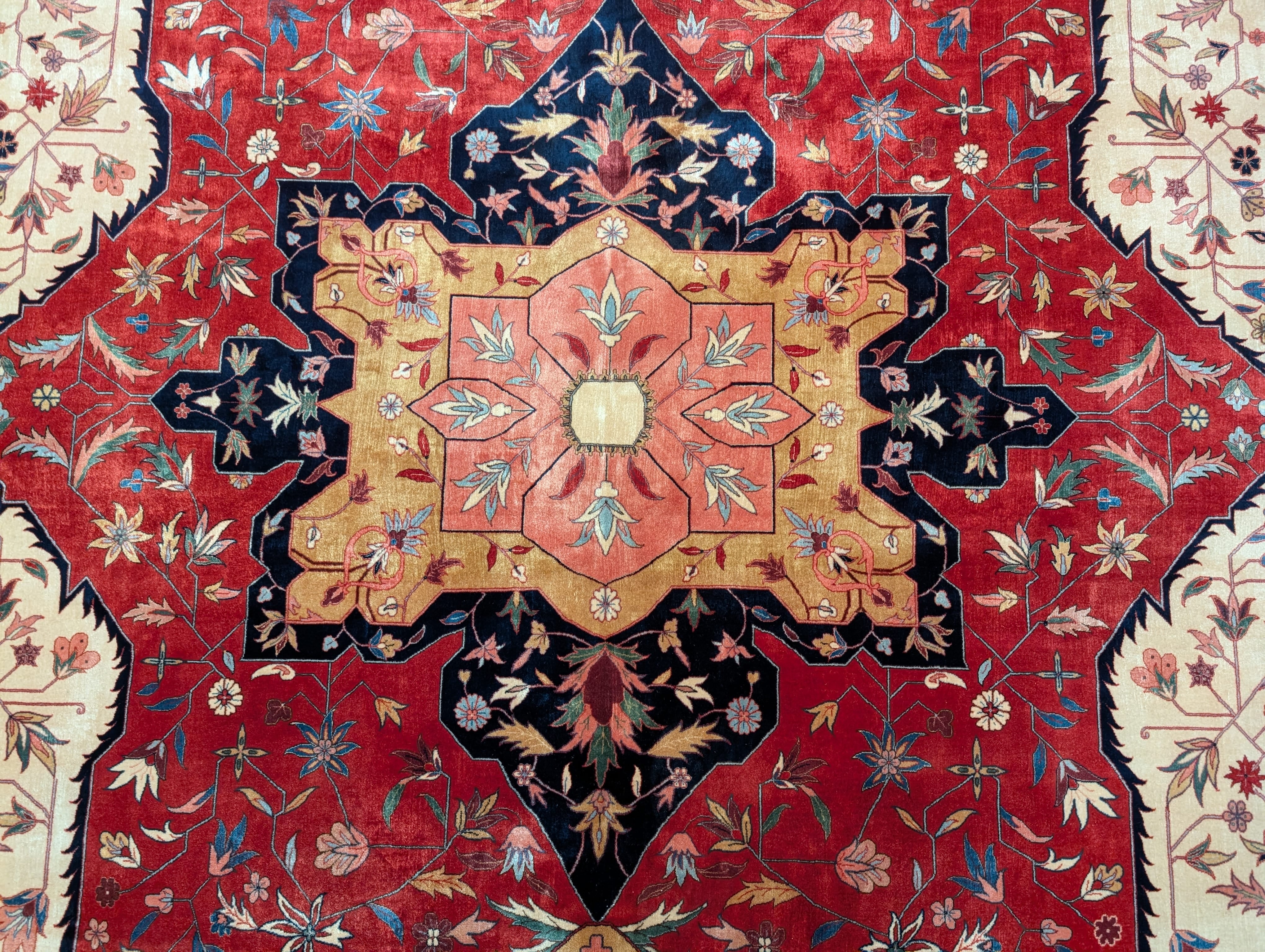 Sino Persian Heriz Serapi Rug 9x12, Very Fine 500 KPSI, Wool, Hand Knotted - Jewel Rugs