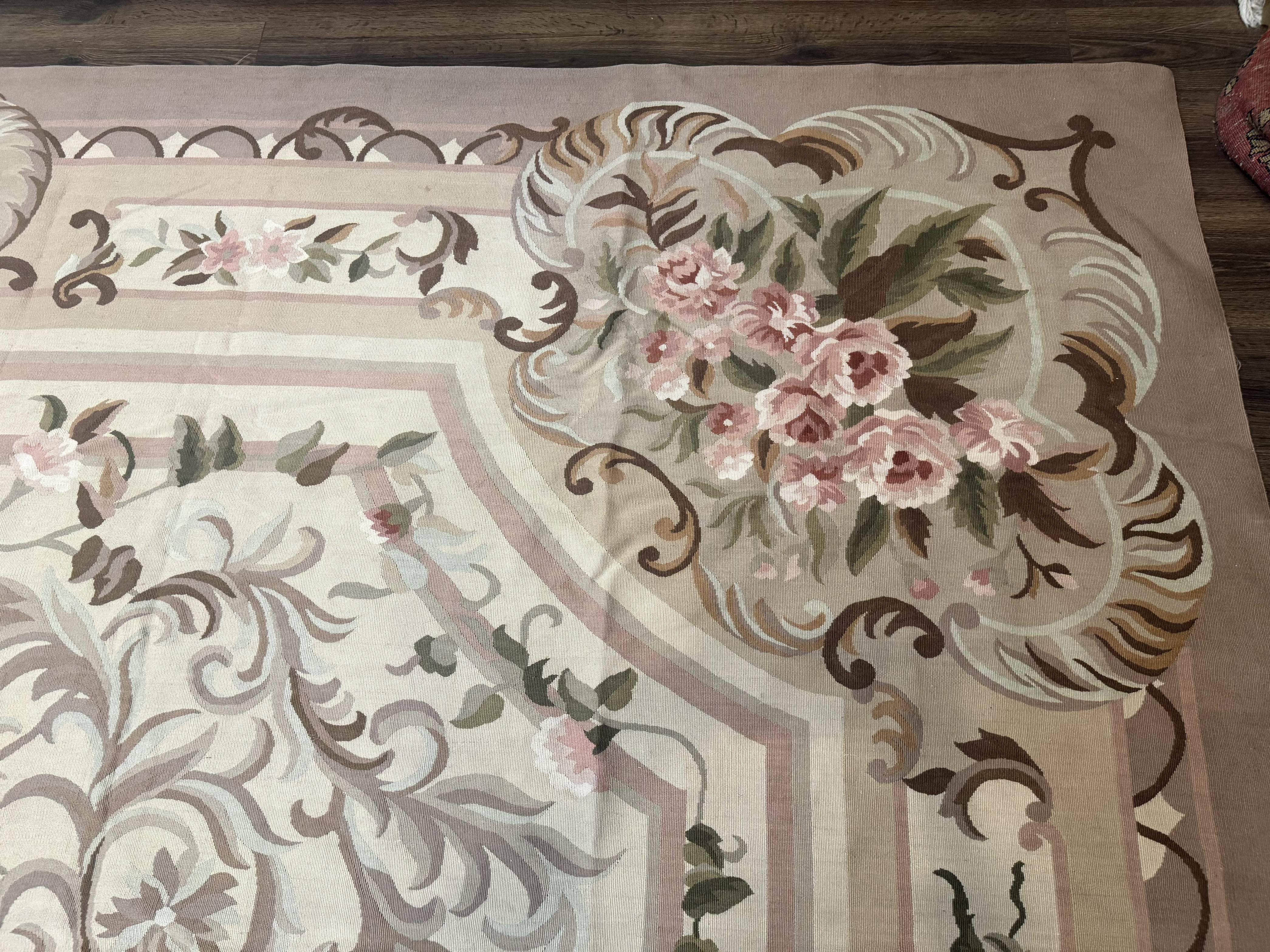 Palace Sized Aubusson Rug 13 x 20, Flatweave Aubusson Weave, Oversized Rug, European French Elegant Design - Jewel Rugs