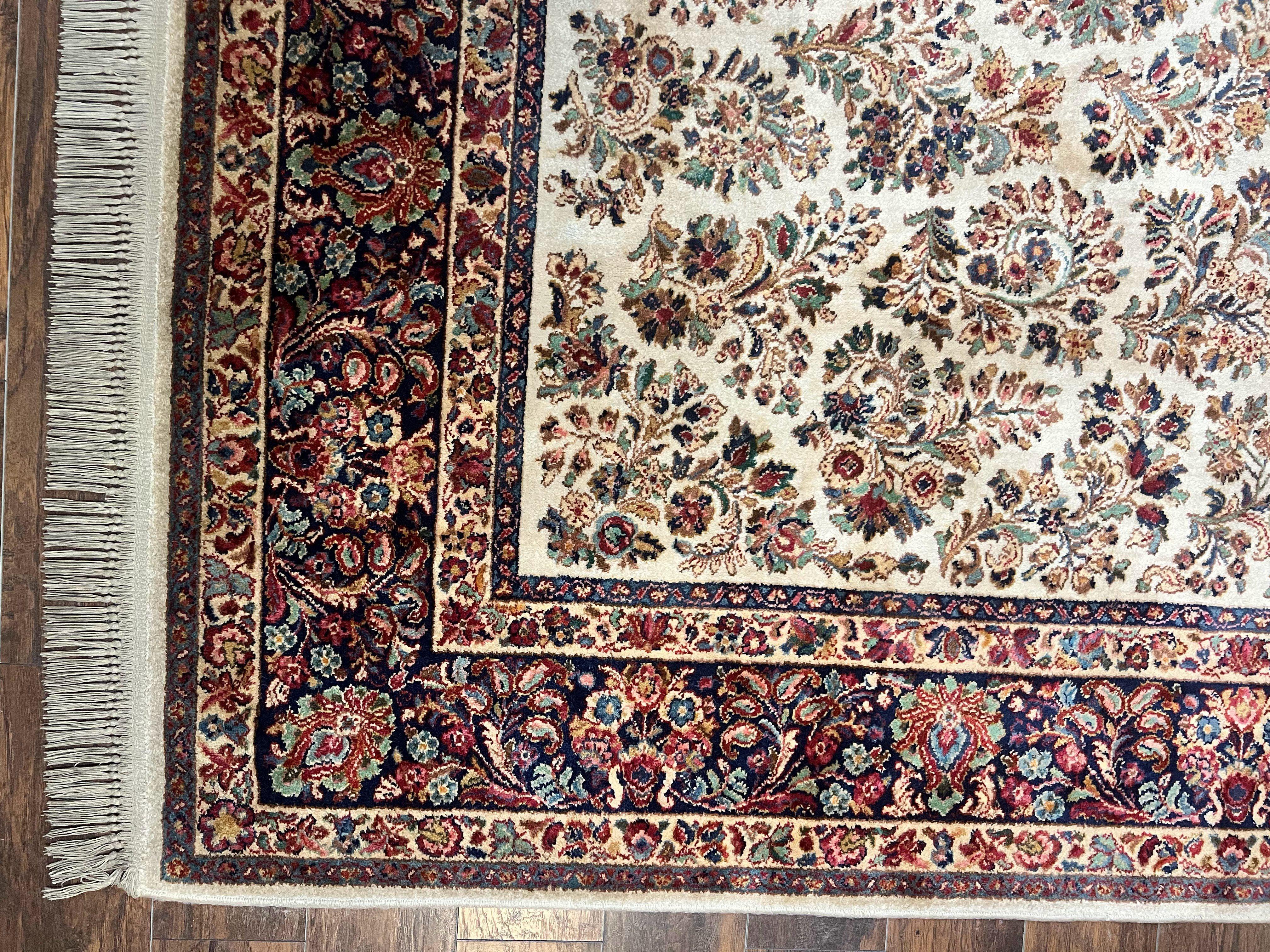 Karastan Rug 8' 8" x 12', Ivory Sarouk #760, Original Karastan Carpet 700 Series, Wool Karastan Area Rug, USA Made, Large Karastan w/ Label - Jewel Rugs