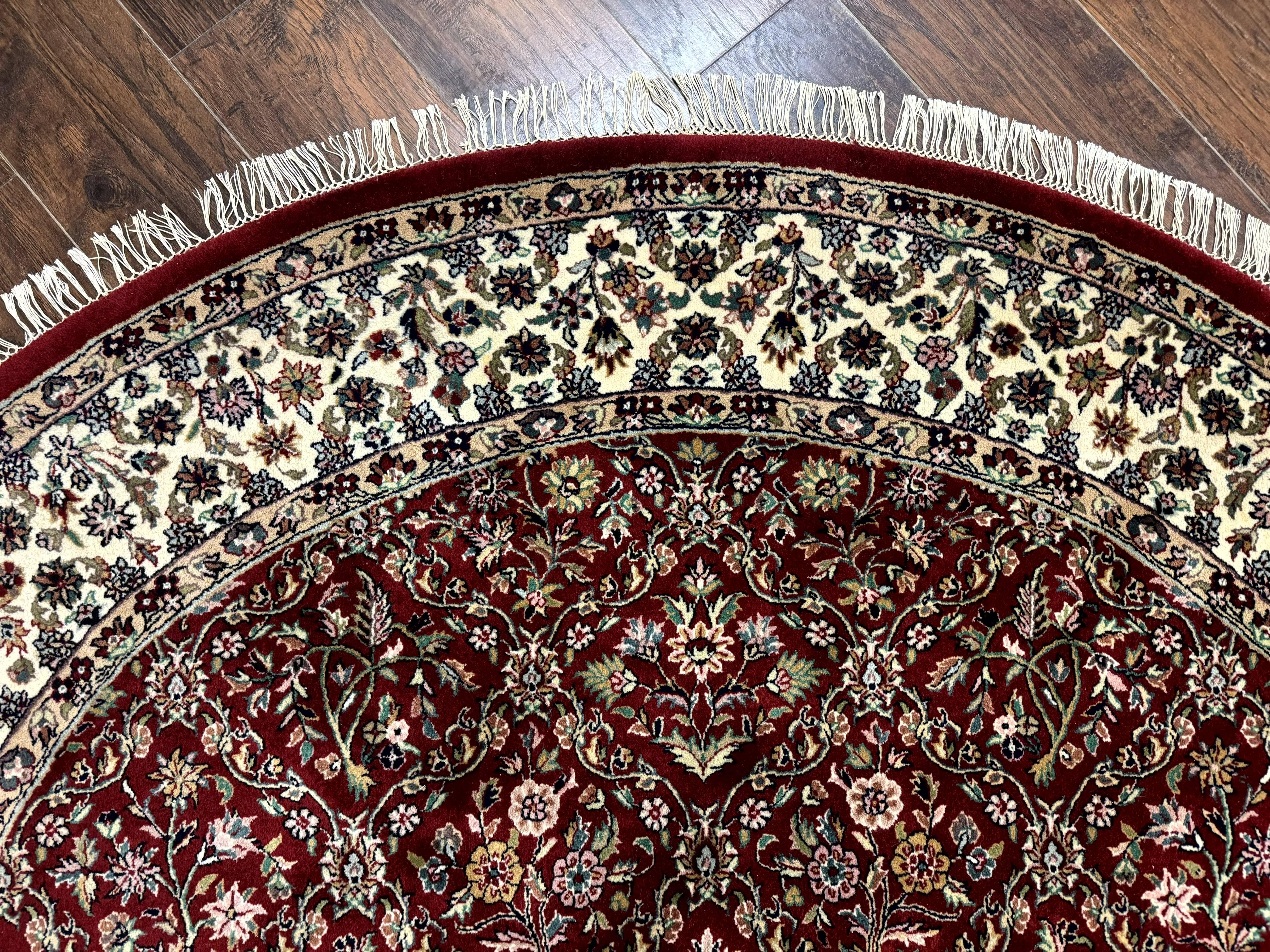 Indo Persian Round Rug 7x7, Wool, Vintage, Handmade, Large Round Oriental Carpet - Jewel Rugs