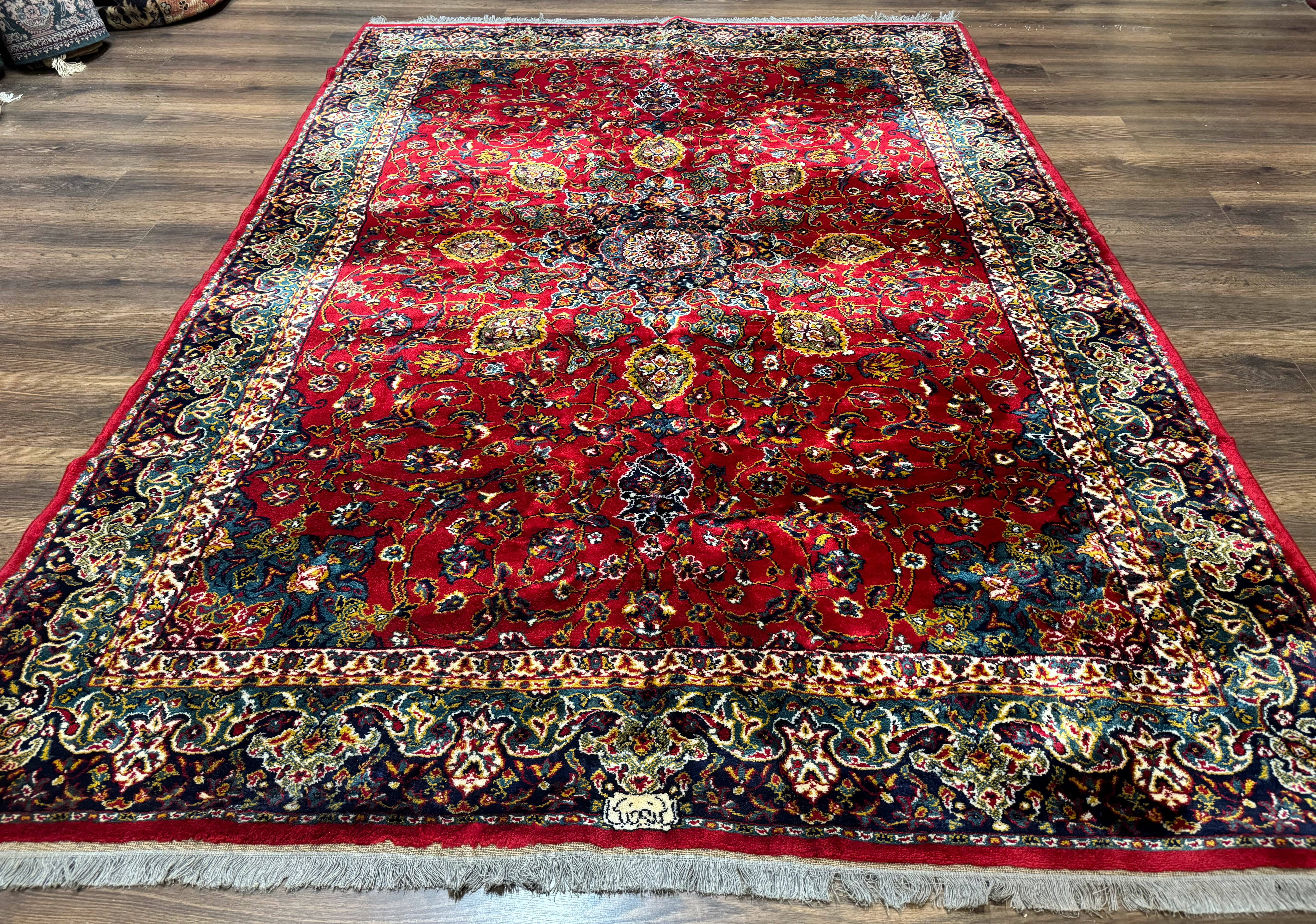 Red Persian Rug 6x9, Medallion Carpet, Ardebil Design, Vintage Belgium Power Loomed Carpet - Jewel Rugs