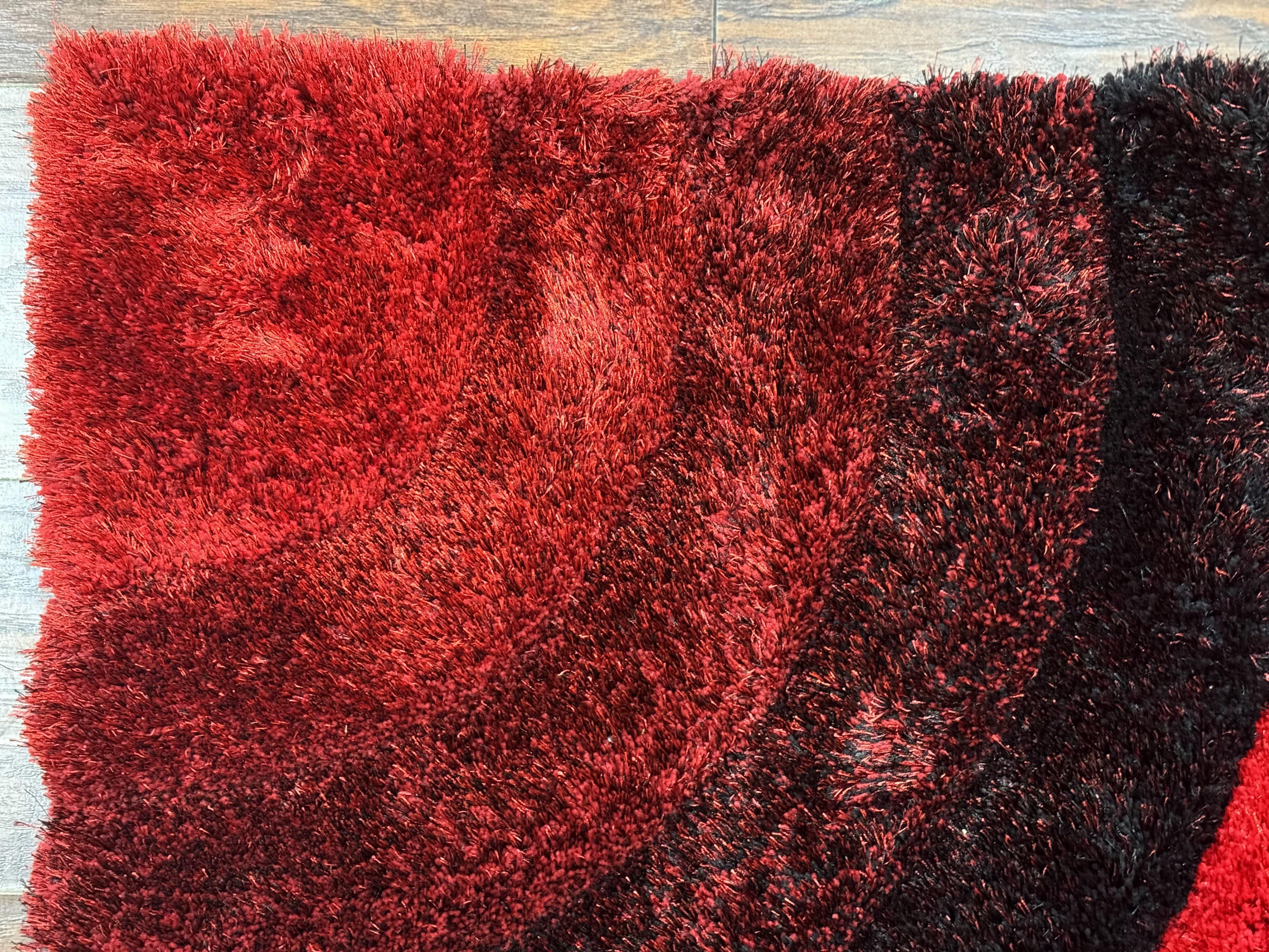 Red and Black Shag Rug 5x7, Pair A - Jewel Rugs