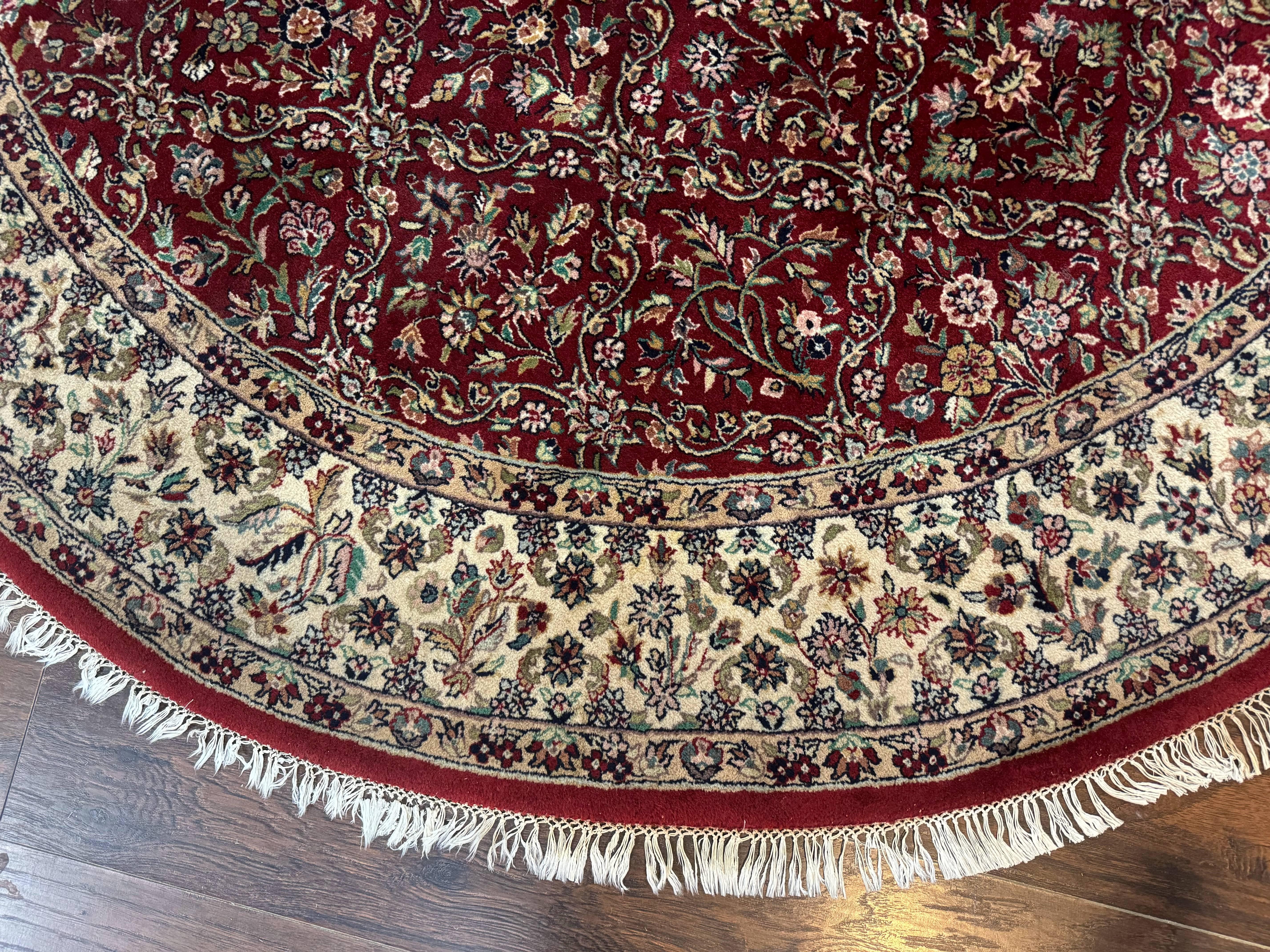 Indo Persian Round Rug 7x7, Wool, Vintage, Handmade, Large Round Oriental Carpet - Jewel Rugs