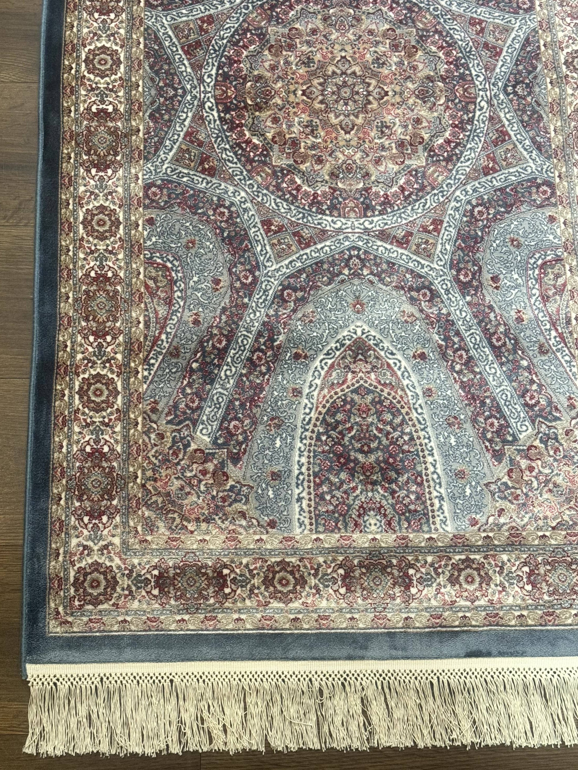 Turkish Silk Runner Rug 2.6 x 10, Light Blue Carpet, Bamboo Silk, New - Jewel Rugs