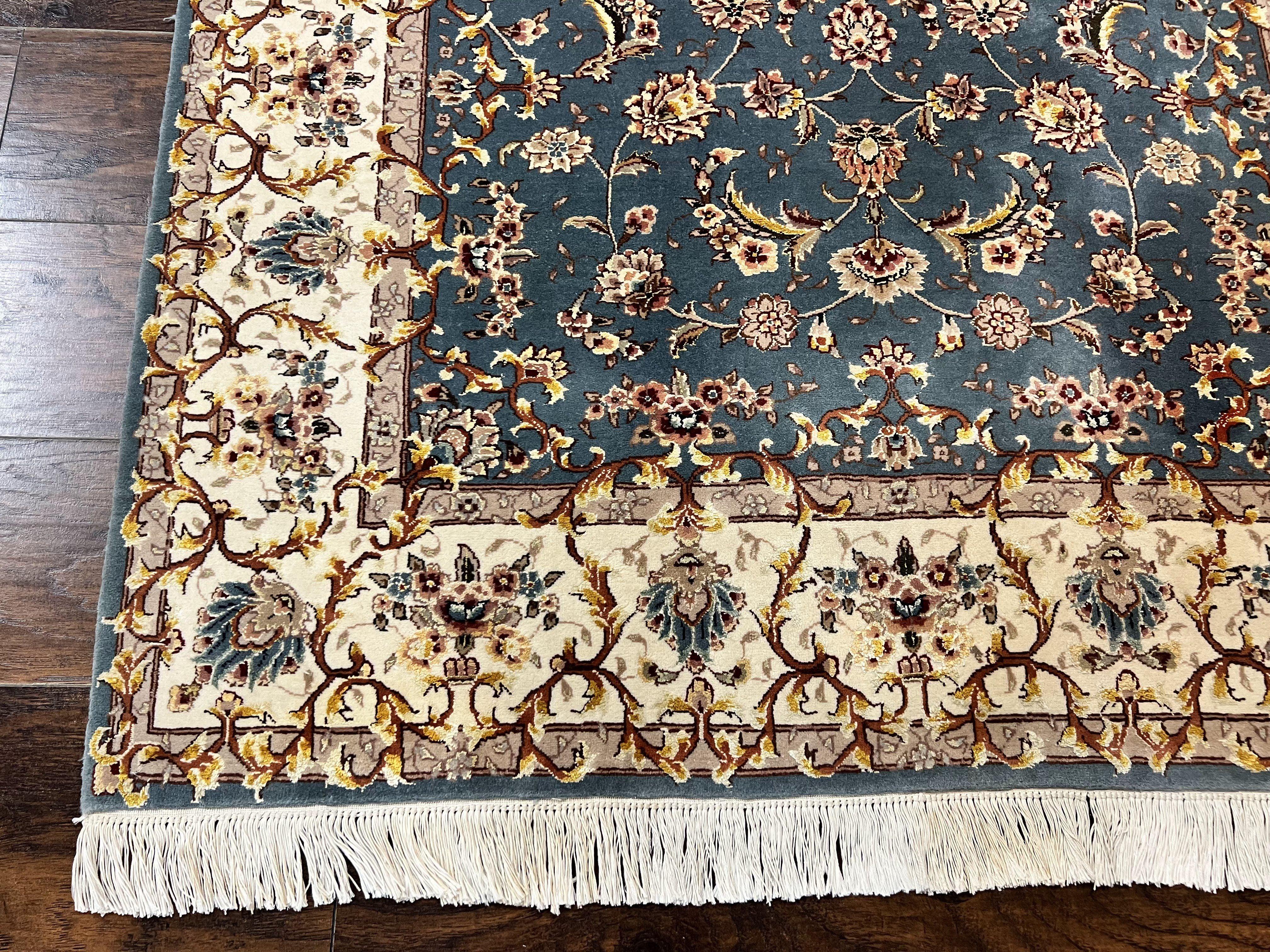 Sino Persian Rug 4x6, Very Fine Oriental Carpet, Handmade Rug 4 x 6, Floral Allover Vintage Traditional Wool & Silk Highlights, 200 KPSI - Jewel Rugs