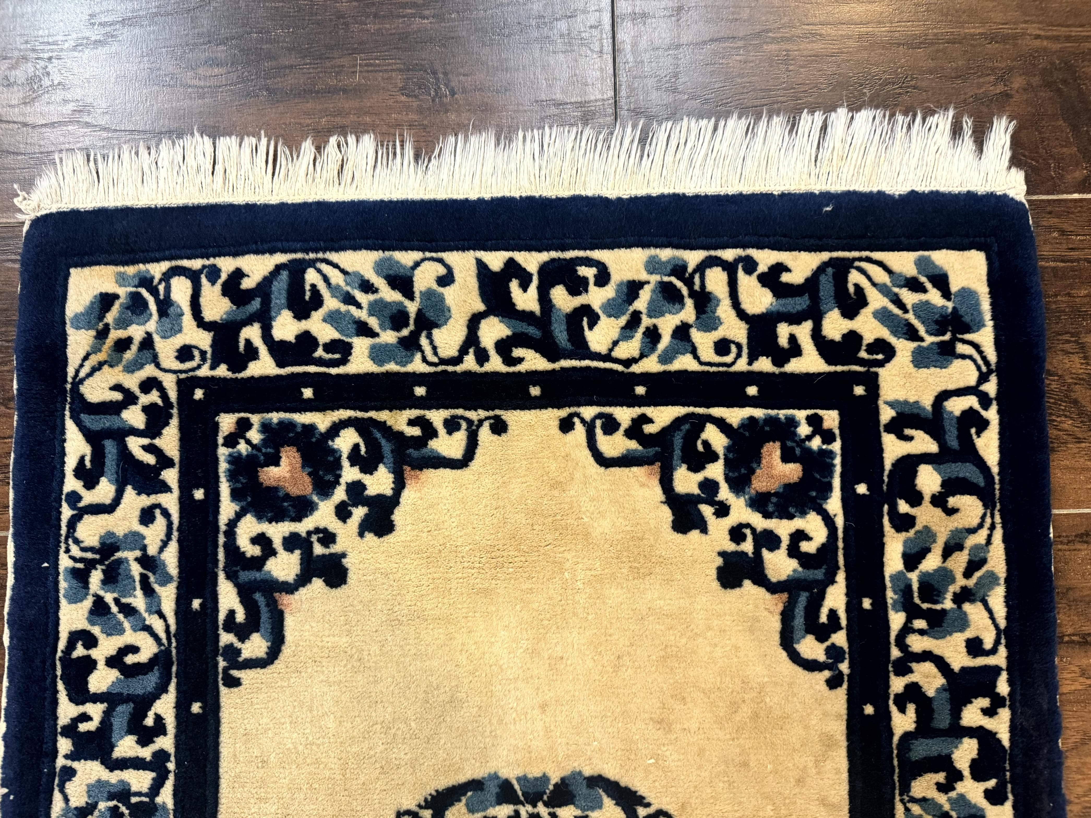 Chinese Peking Rug 2x3, Small Wool Chinese Carpet, Art Deco Rug - Jewel Rugs