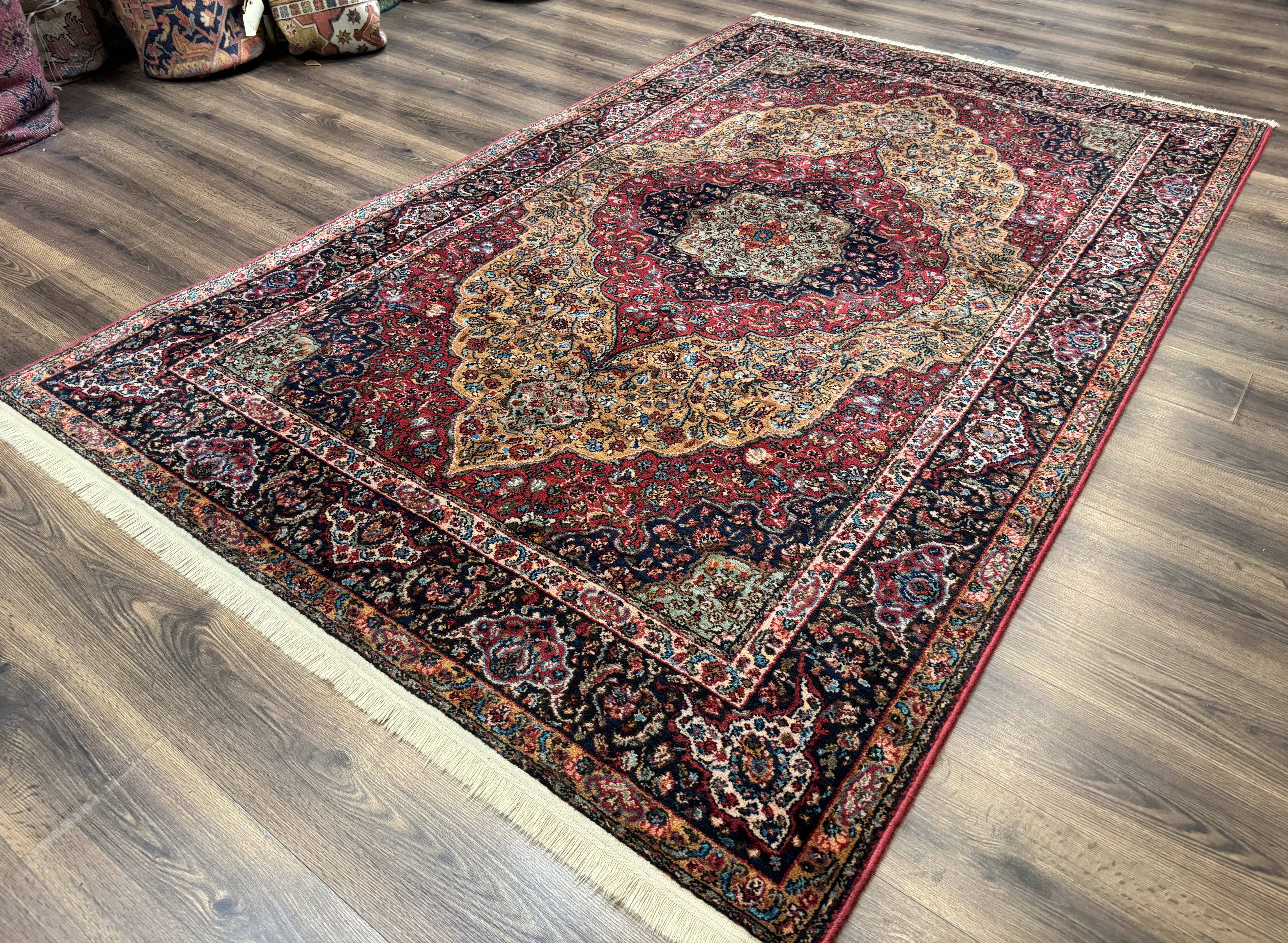 Karastan Rug 5.9 x 9 Medallion Kirman #700/718, Original 700 Series, Wool, Discontinued, Vintage - Jewel Rugs