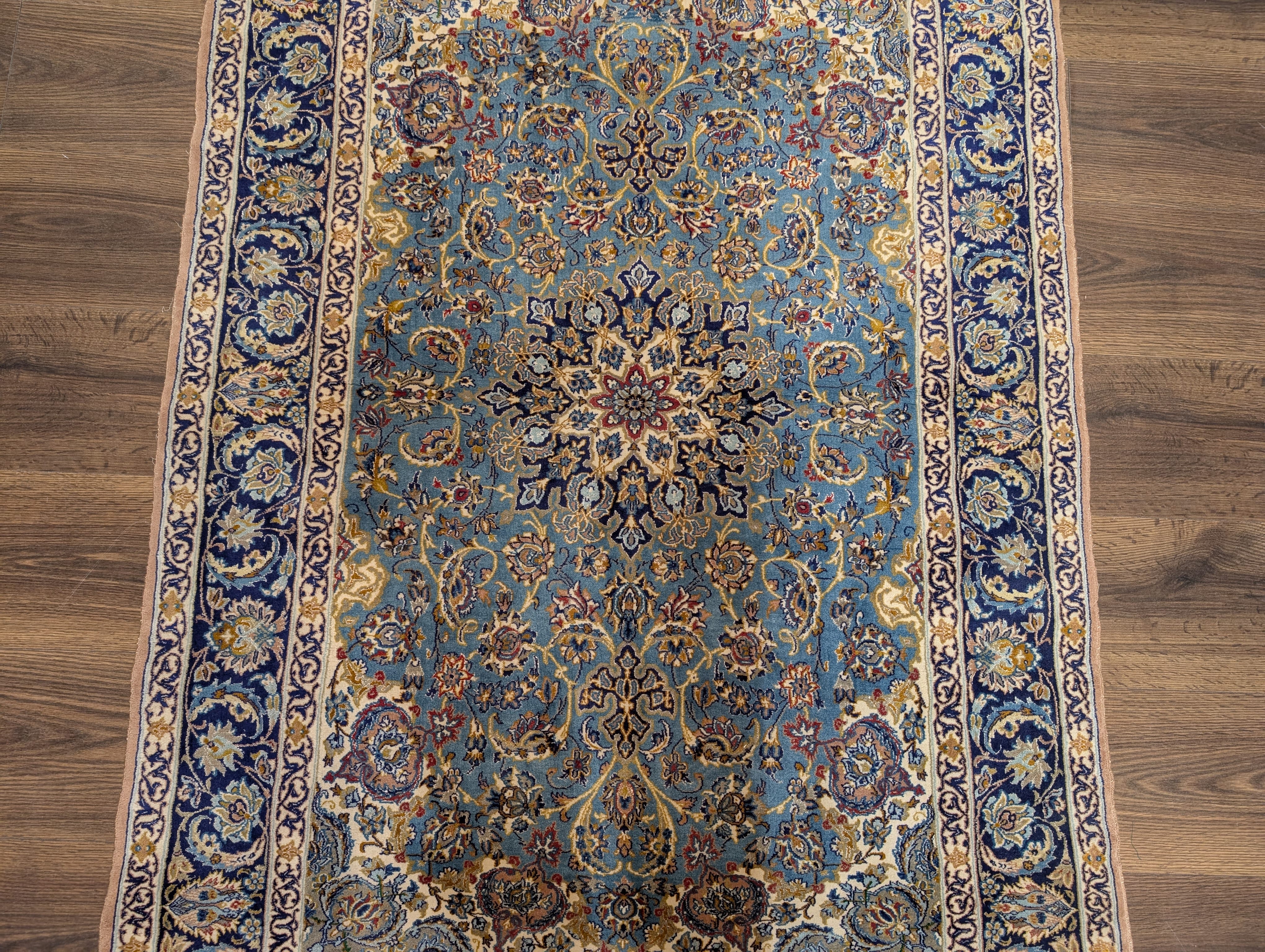 Persian Rug 3.6 x 5, Isfahan Rug, Light Blue, Super Fine 630 KPSI, Silk Foundation - Jewel Rugs