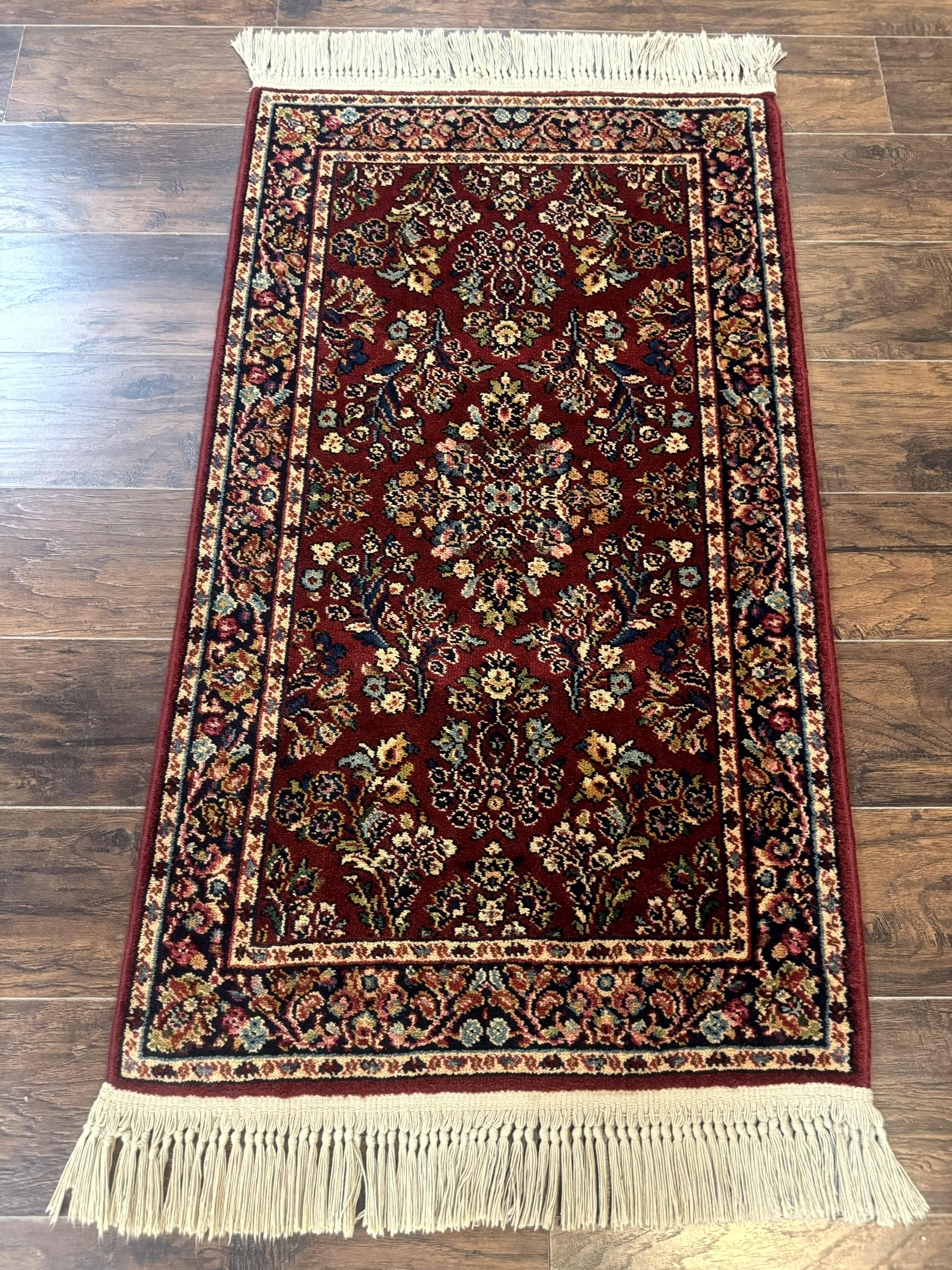 Small Karastan Rug 2.6 x 4 Red Sarouk #785, Karastan Wool Pile Rug, Original 700 Series, Discontinued Vintage Karastan Carpet - Jewel Rugs
