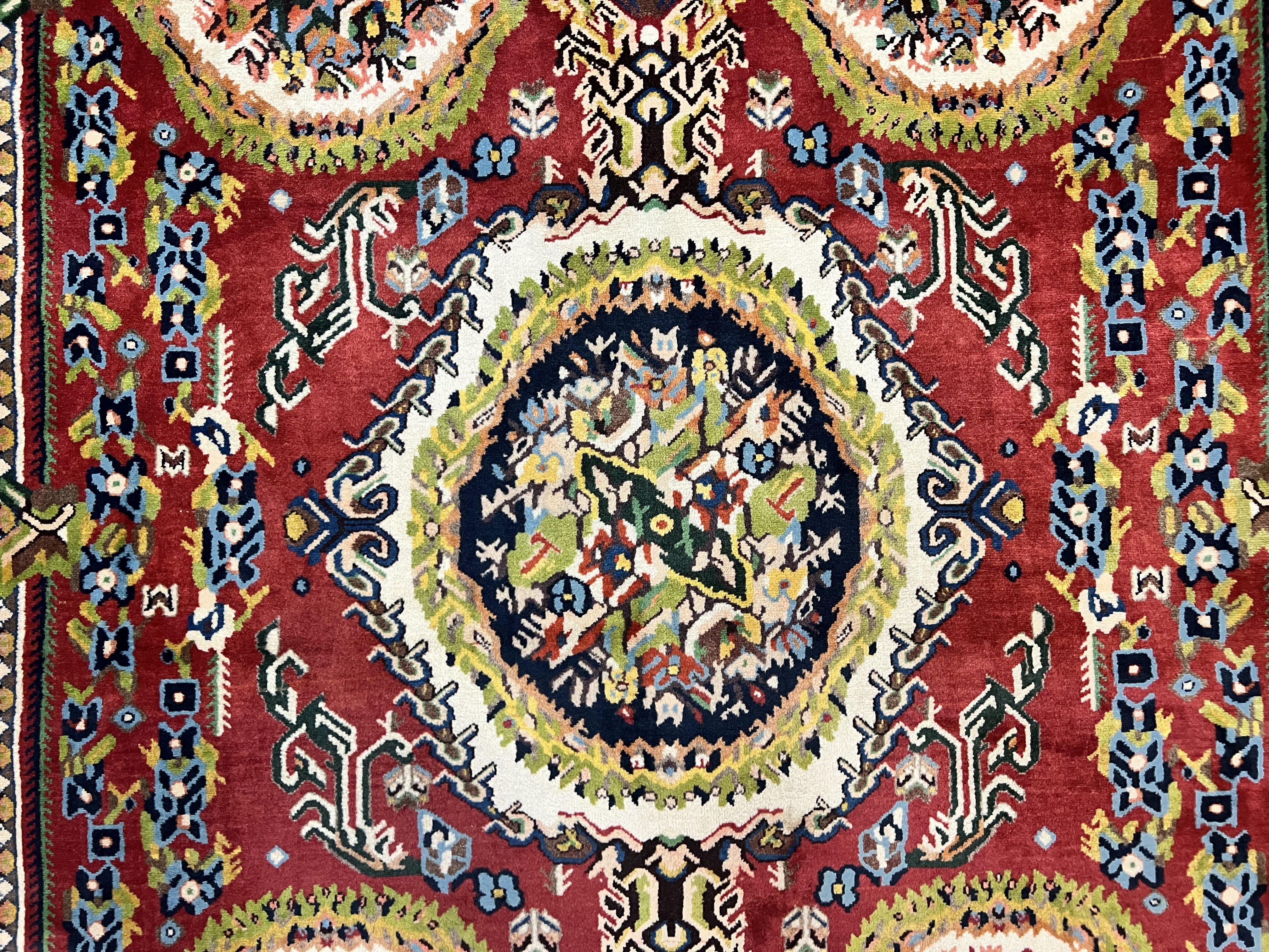 Persian Bakhtiari Rug 5x8, Wool Hand Knotted Antique Carpet, Red, Floral Oriental Rug, 5 x 8 Medium Sized Rug - Jewel Rugs