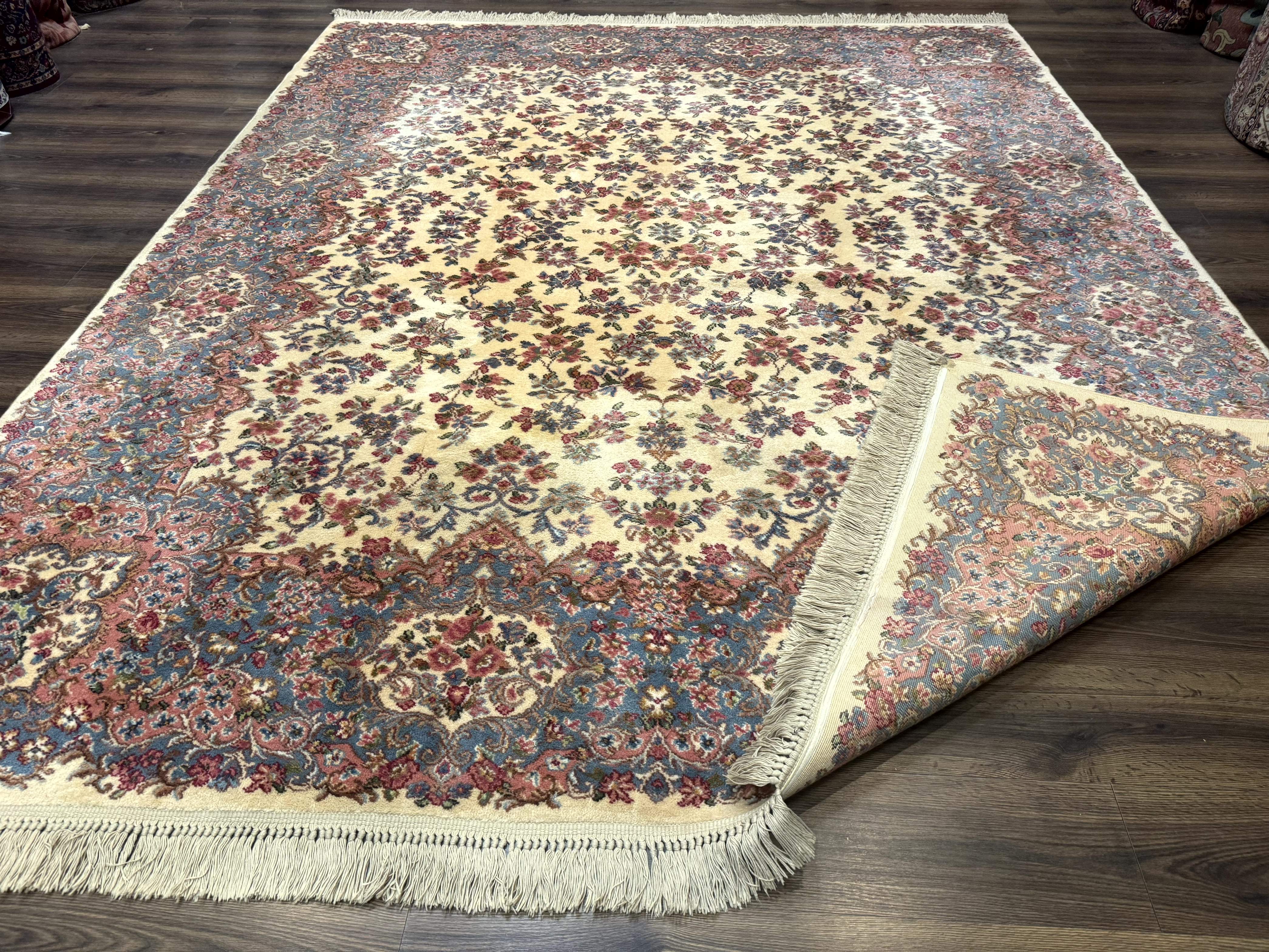 8.8 x 10.6 Karastan Kirman Rug #788, Wool Vintage Discontinued Floral Carpet - Jewel Rugs