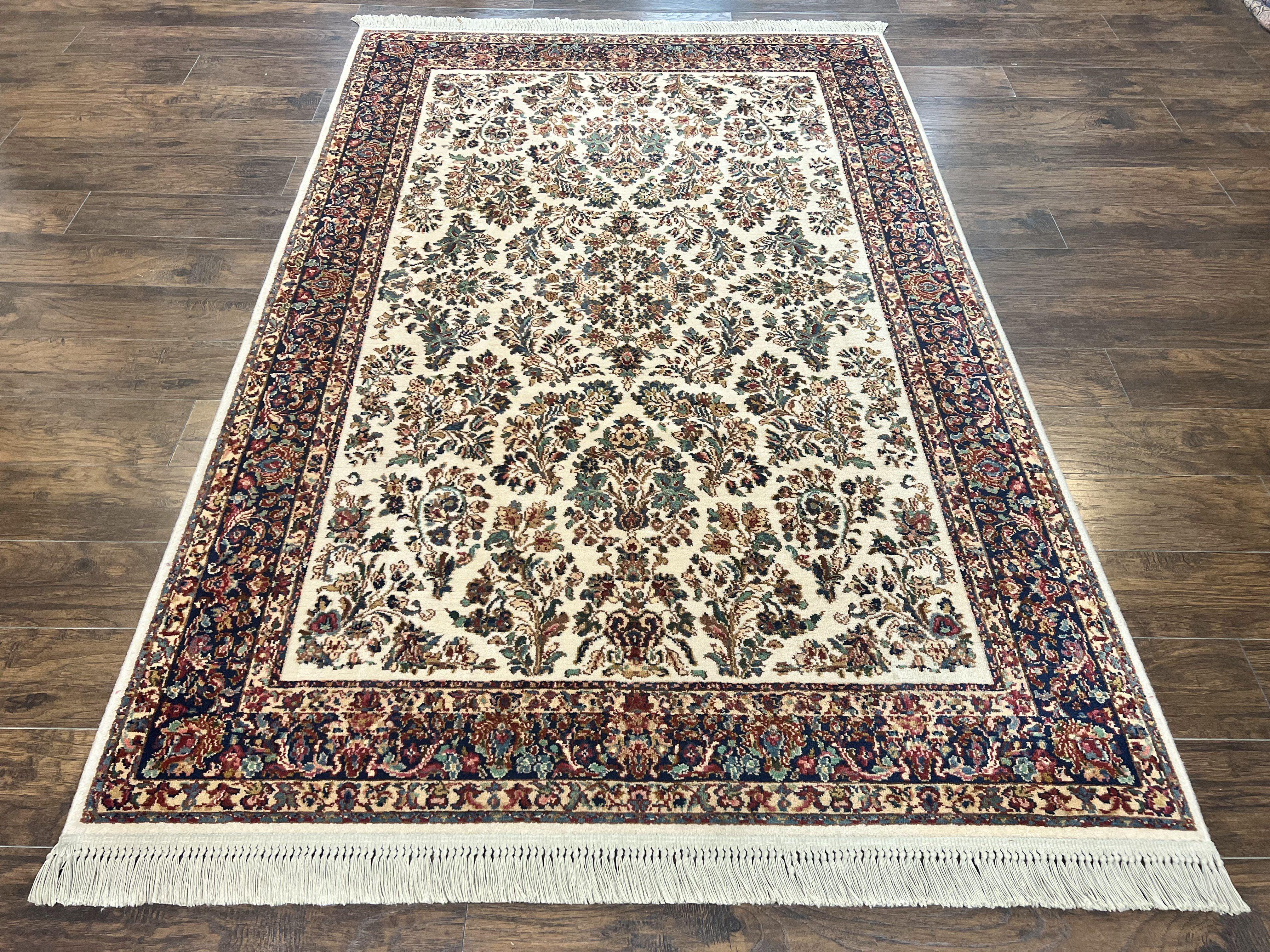 Karastan Rug 5.9 x 9, Ivory Sarouk #760, Wool Vintage Original Collection 700 Series - Jewel Rugs