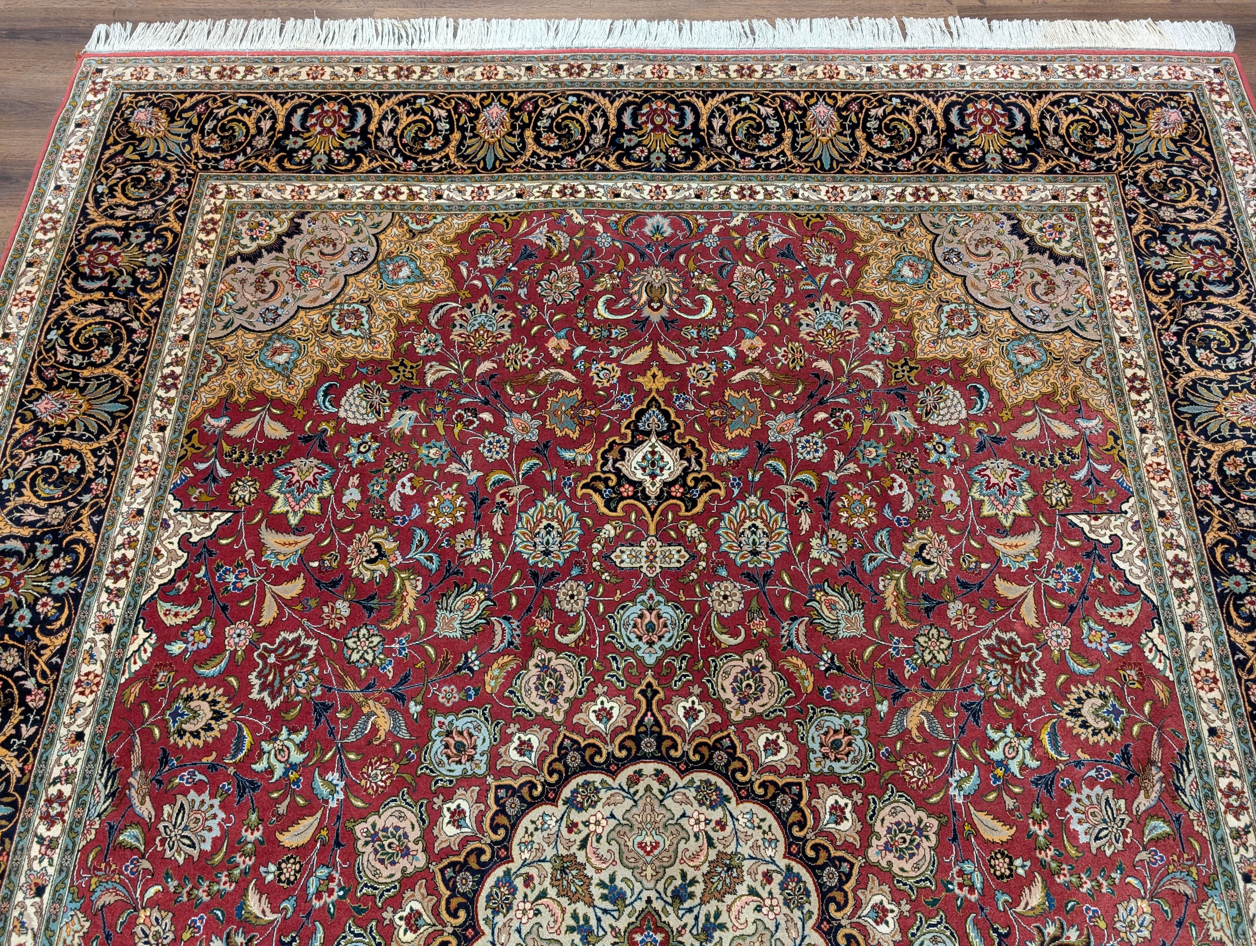 Persian Tabriz Rug 8x12, Fine 270 KPSI, Birds, Hand Knotted Carpet, Javad Galam Rug - Jewel Rugs