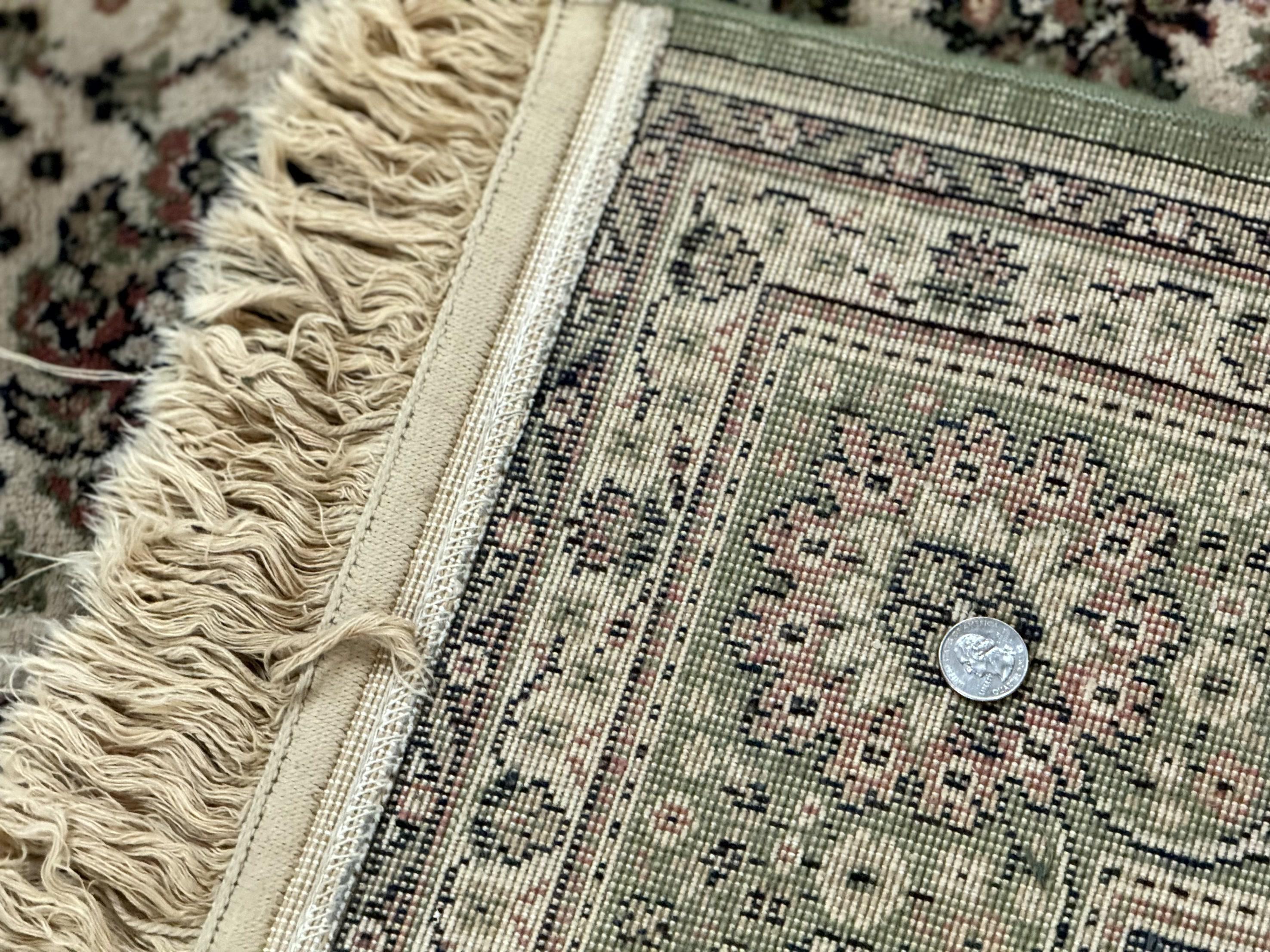 Couristan Rug 6x8, Vintage Belgium Power-Loomed Wool Oriental Carpet, Beige and Green, Allover Floral Area Rug - Jewel Rugs