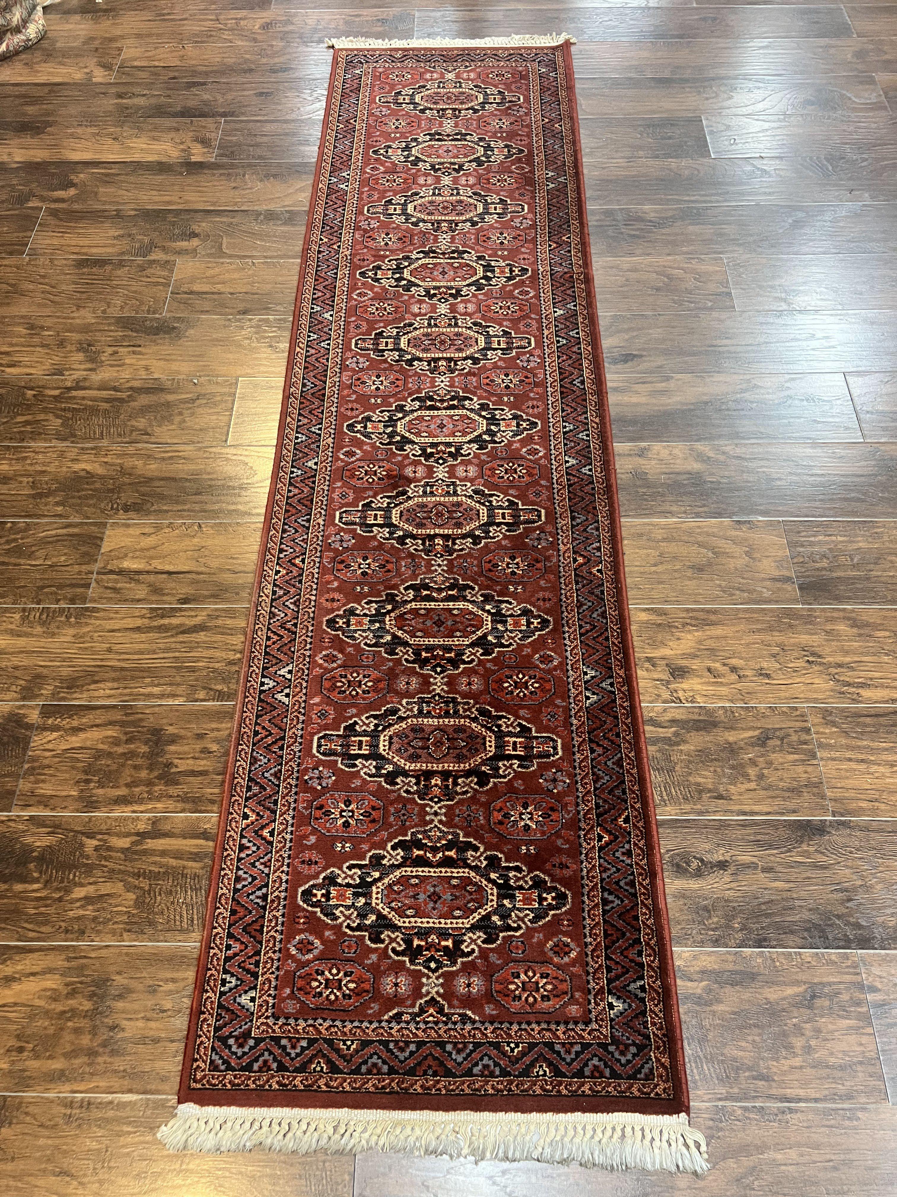Belgium Power Loomed Runner Rug 2x9, Vintage Wool Rug for Hallway 2 x 9 ft, Red, Caucasian Persian Design, 9ft Runner - Jewel Rugs