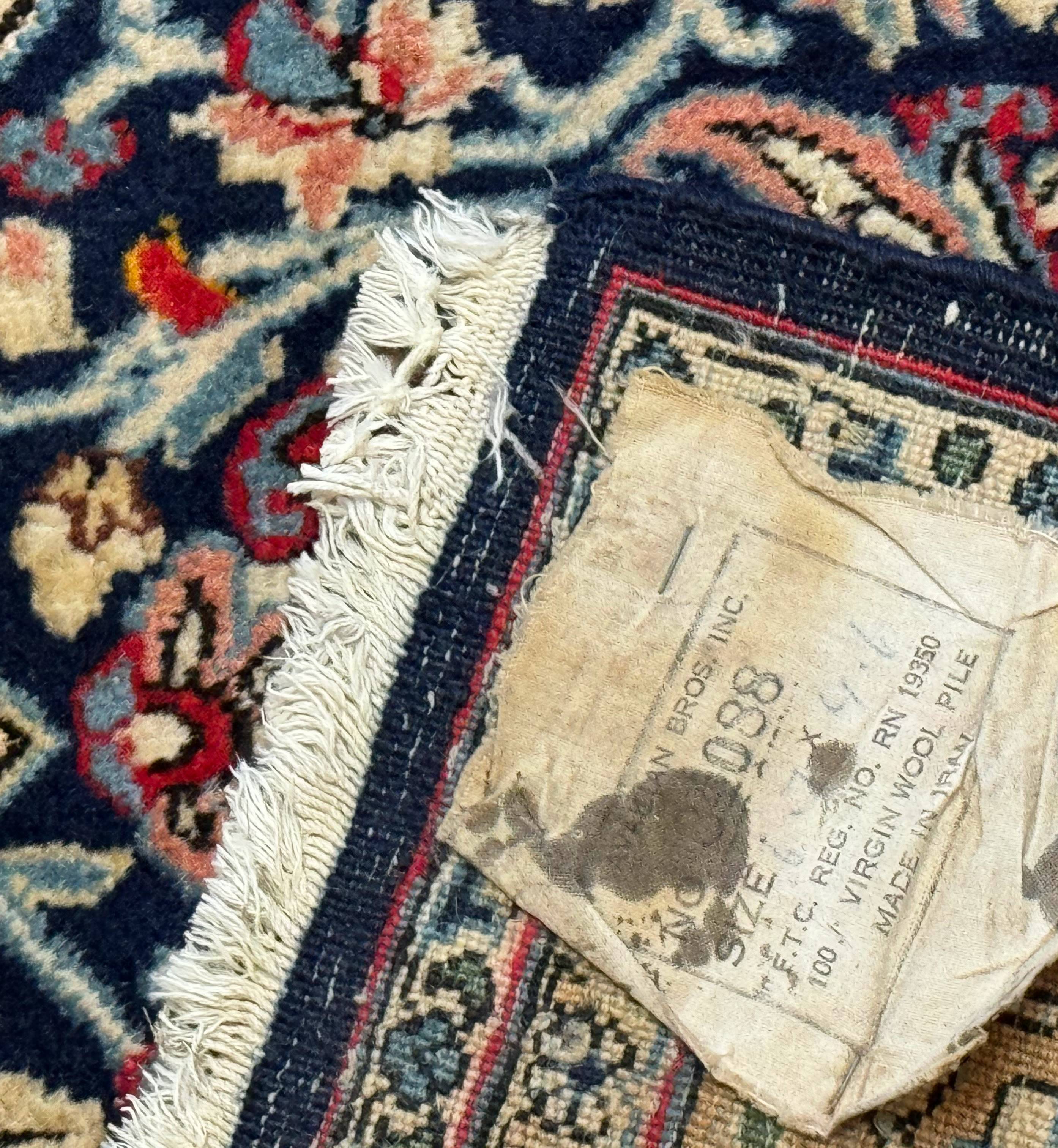 Persian Qum Rug 5x7 in Navy Light Blue and Ivory, Wool wilh Silk Highlights, 225 KPSI - Jewel Rugs