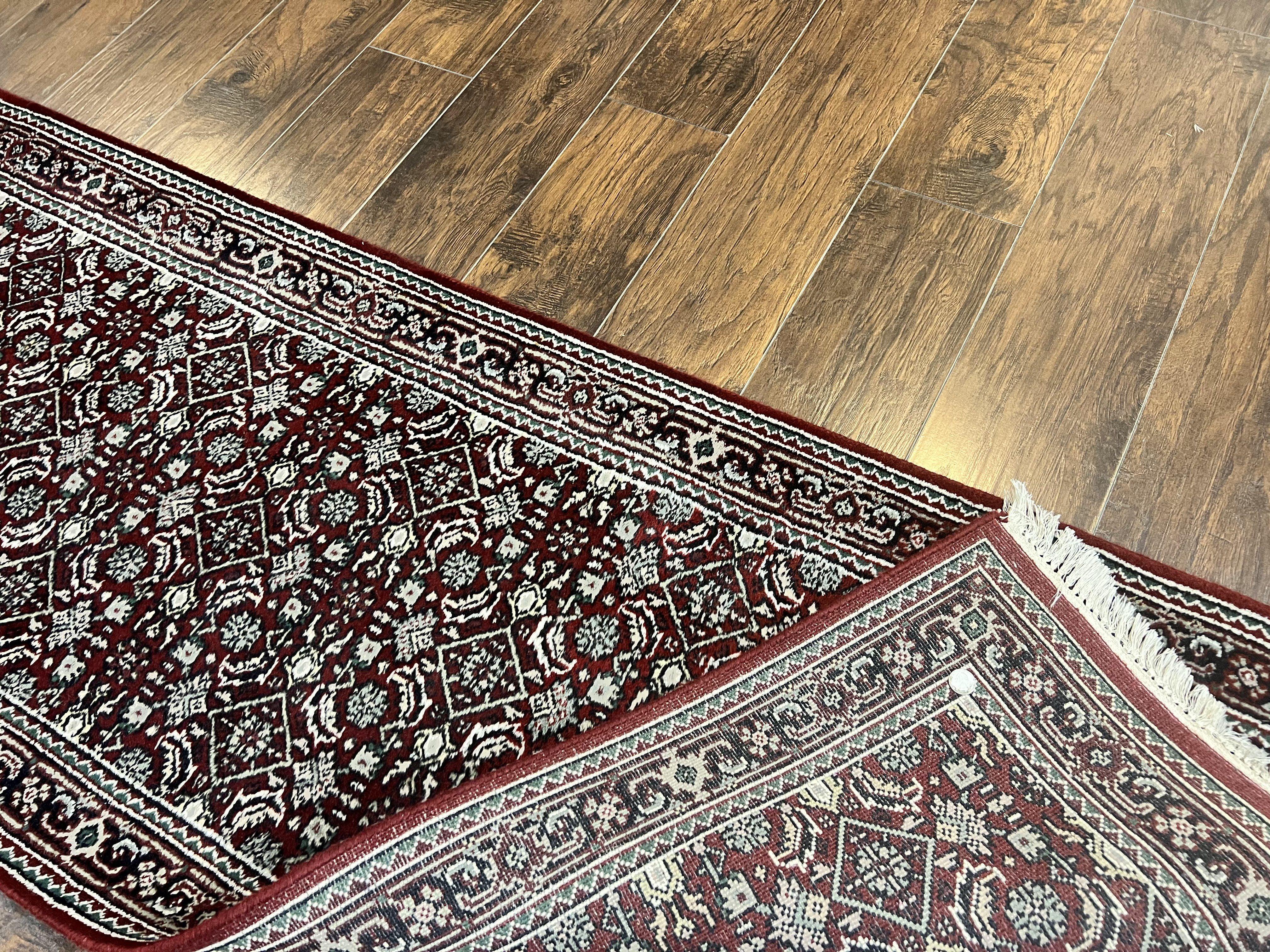 Indo Persian Runner Rug 2.7 x 8, Wool Hand Knotted Vintage Carpet, Red Black, Herati Allover Pattern, Oriental Runner, Rug for Hallway - Jewel Rugs