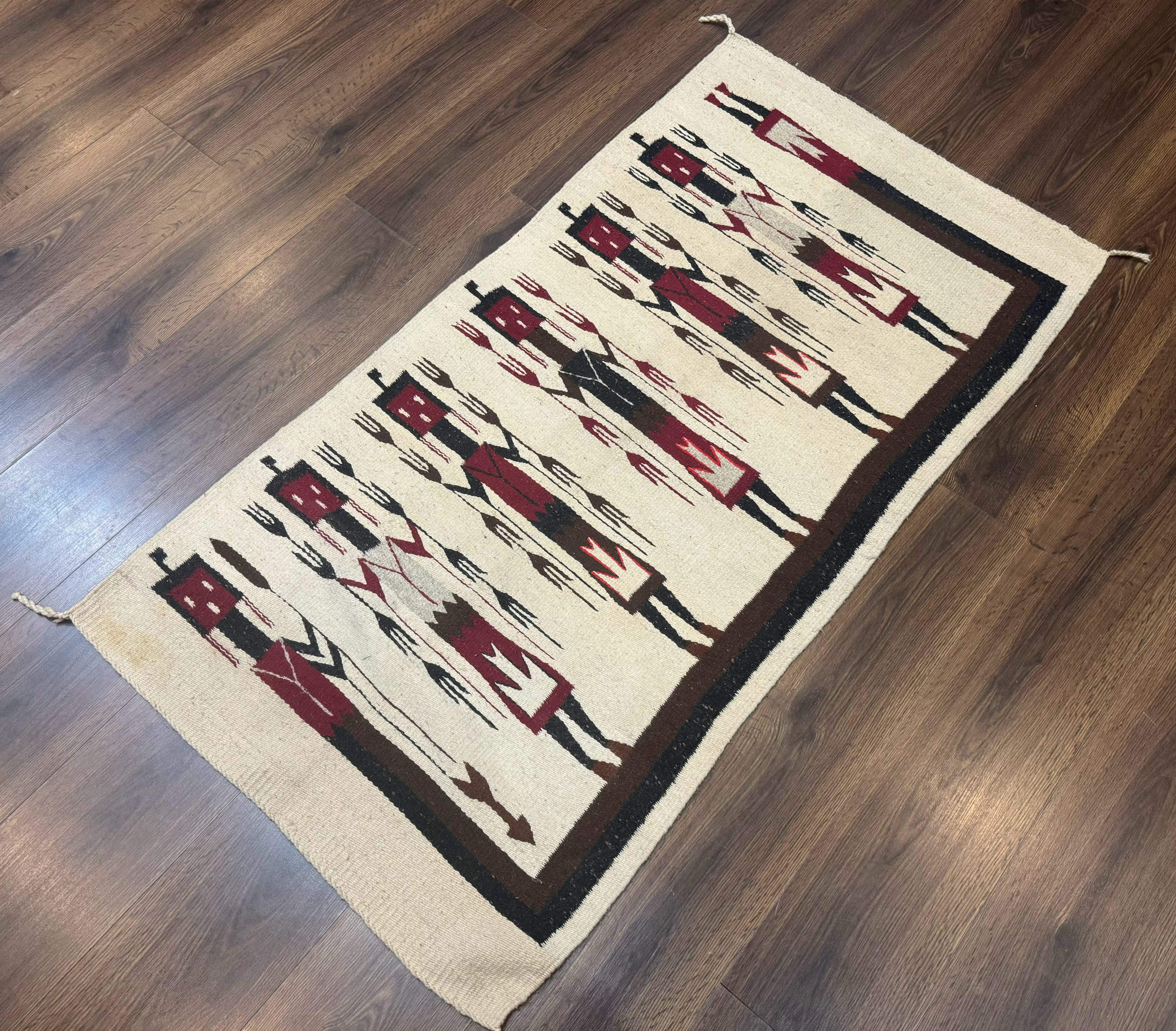 Navajo Rug 2.6 x 5, Human Pictorials, Native American, Wool, Hand Knotted - Jewel Rugs