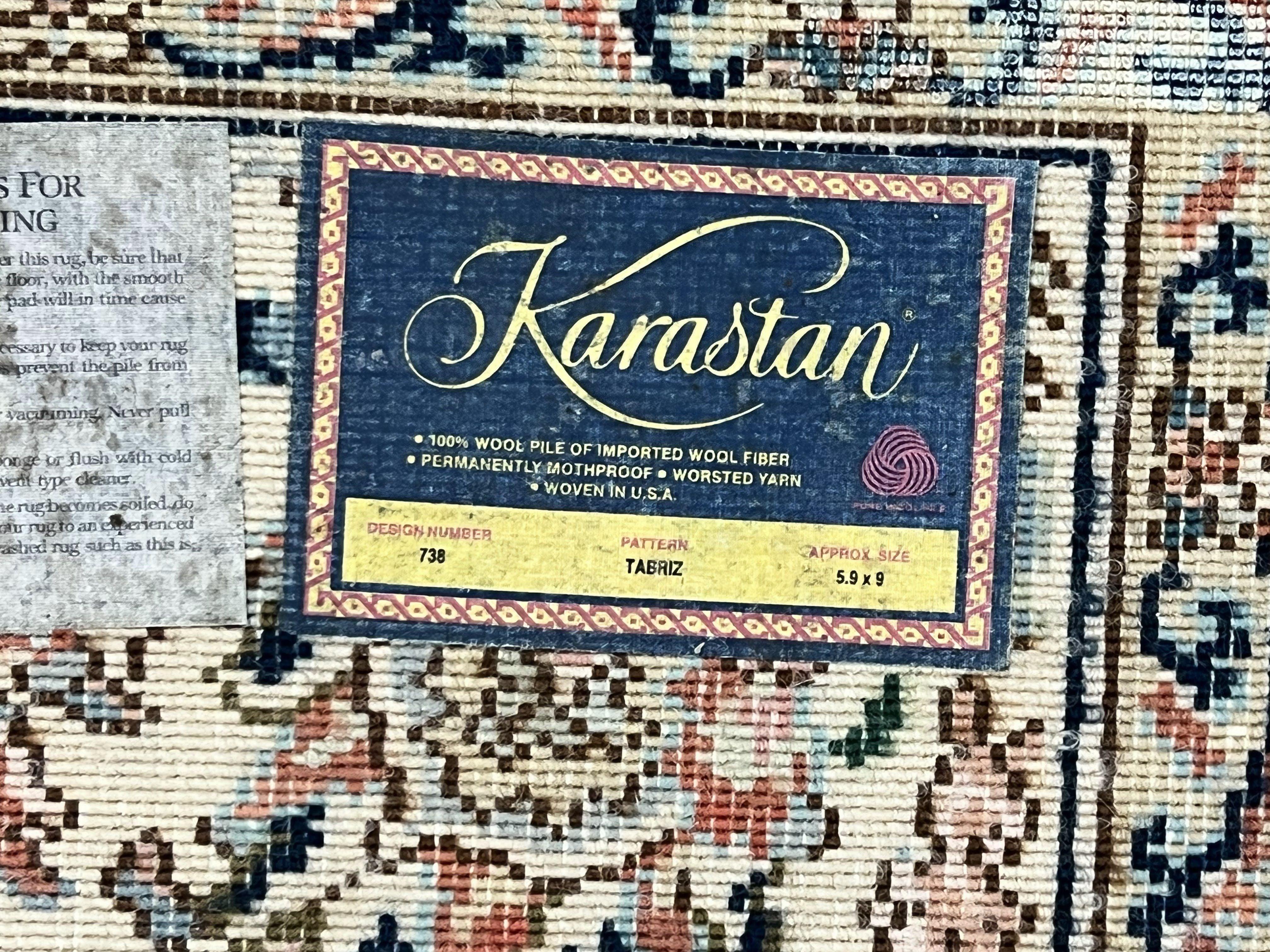 Karastan Rug 5.9 x 9, Tabrizz #738, Original 700 Series, 6x9 Wool Pile Karastan Carpet, Vintage Discontinued Karastan Area Rug, Ivory - Jewel Rugs