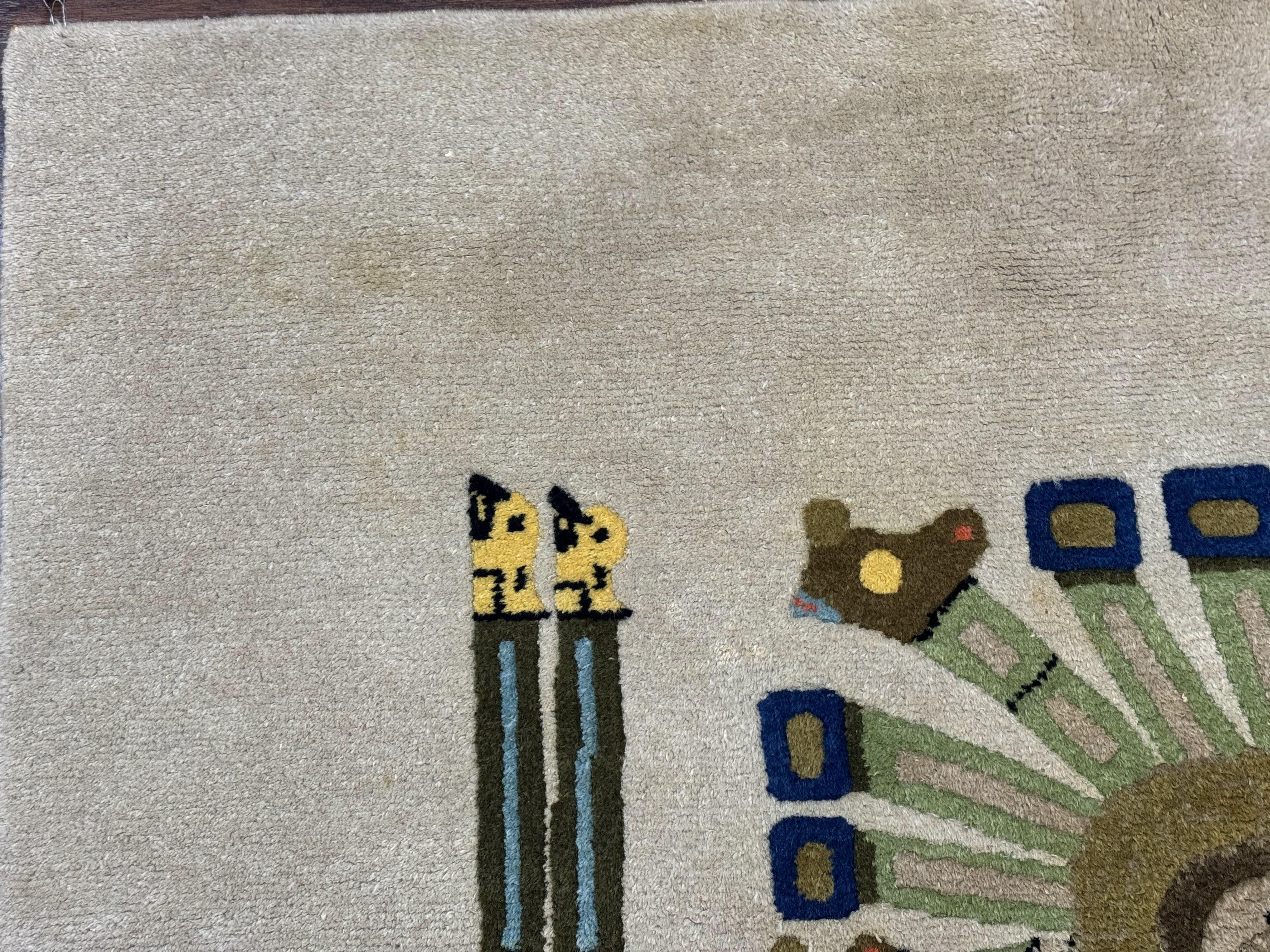 South American Rug 6x7, Unique Native American Design, Ivory, Ecuador Rug, Handmade Wool - Jewel Rugs